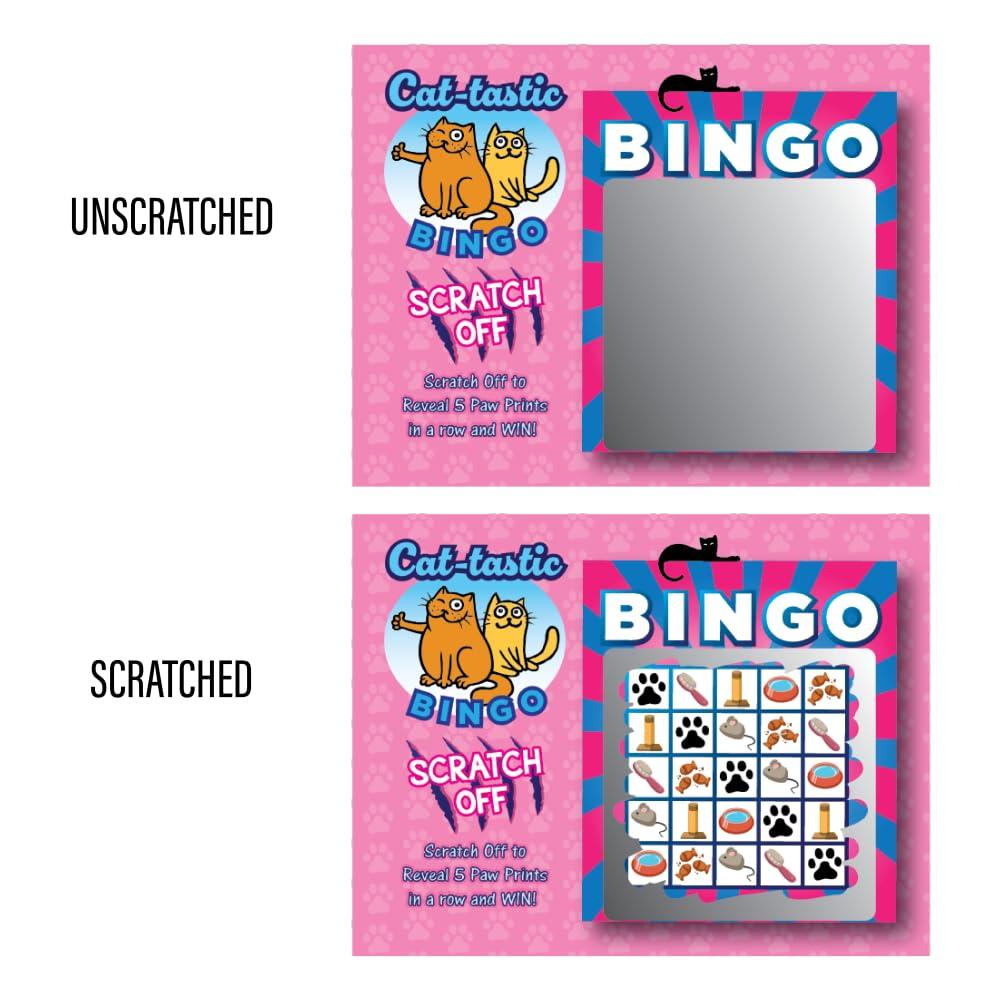 My Scratch Offs My Scratch Offs 50 Pack Kitty Cat Scratch Off Bingo Card Party Favors for Animal Lovers (Cat Bingo)