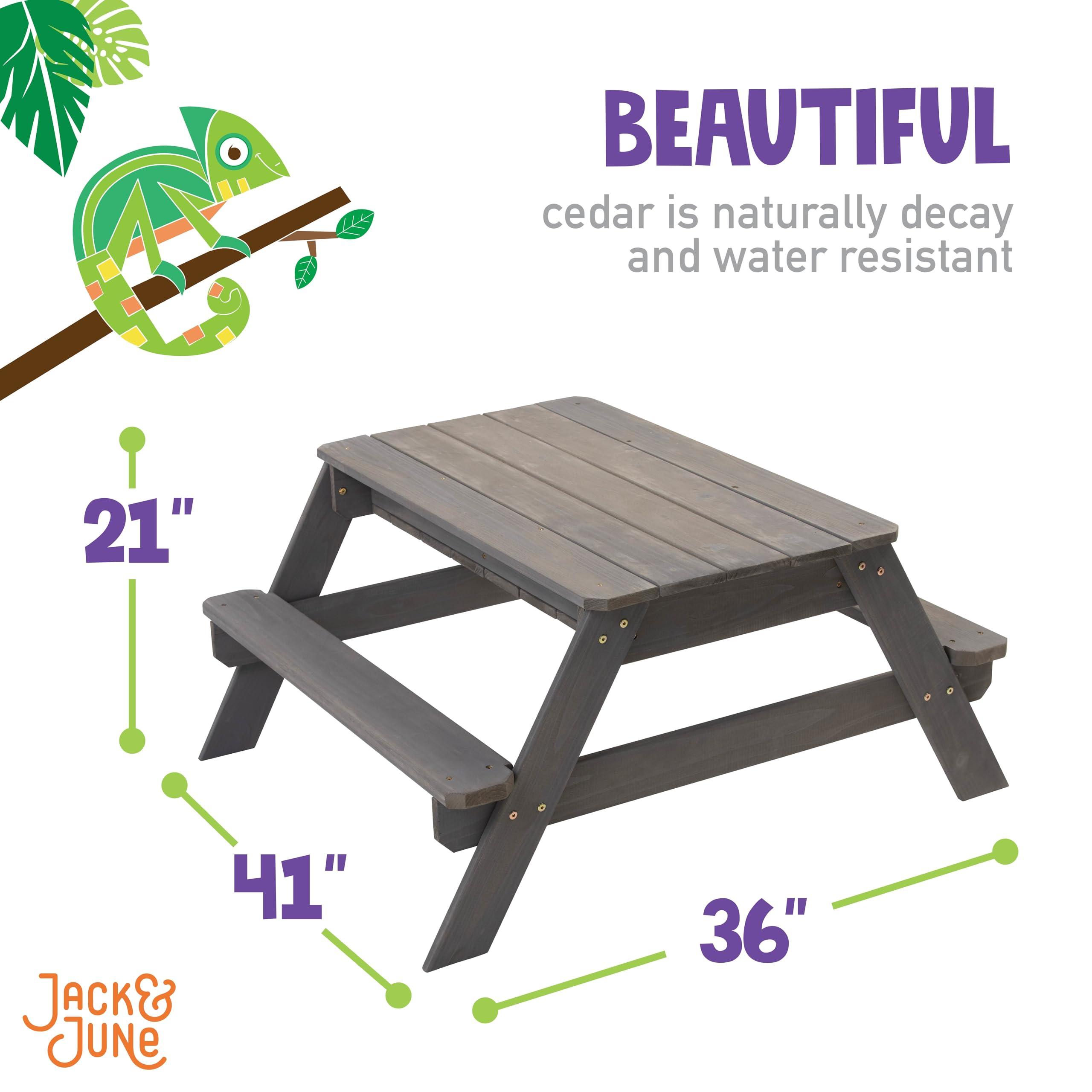 Jack and June Jack & June Cedar Convertible Sand Box and Picnic Table Playset
