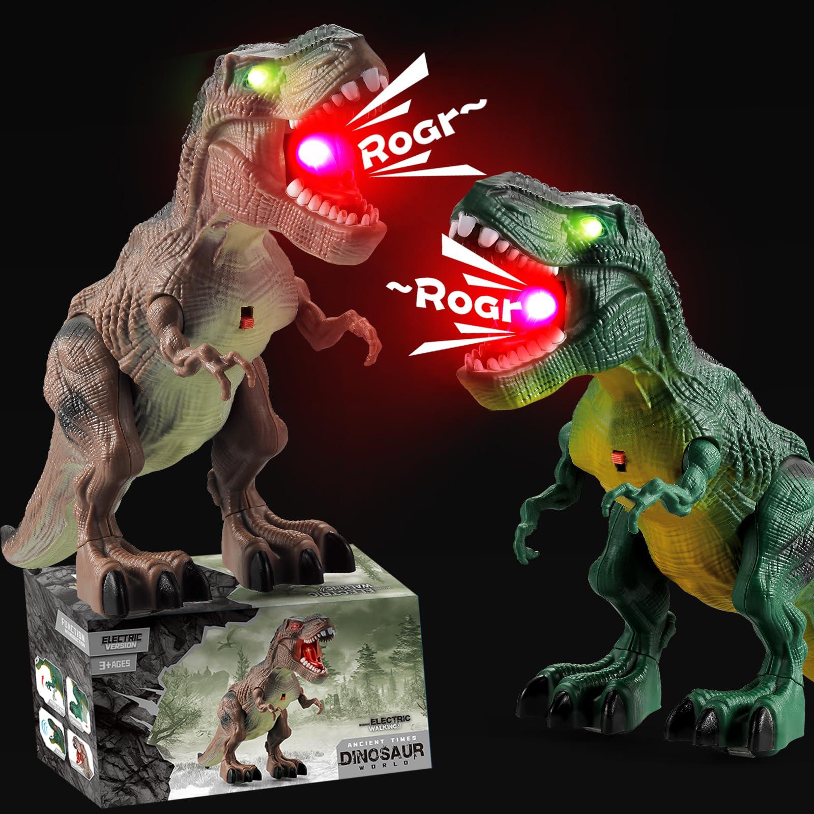 Bloolilies 2 Pack Dinosaur Toys, Electric Walking Dinosaurs Toys for Kids 2-4 3-5 Years with LED Lights & Sounds & Roaring, Robot Dinosaur Figures for Boys Girls & Toddlers Birthday Gifts