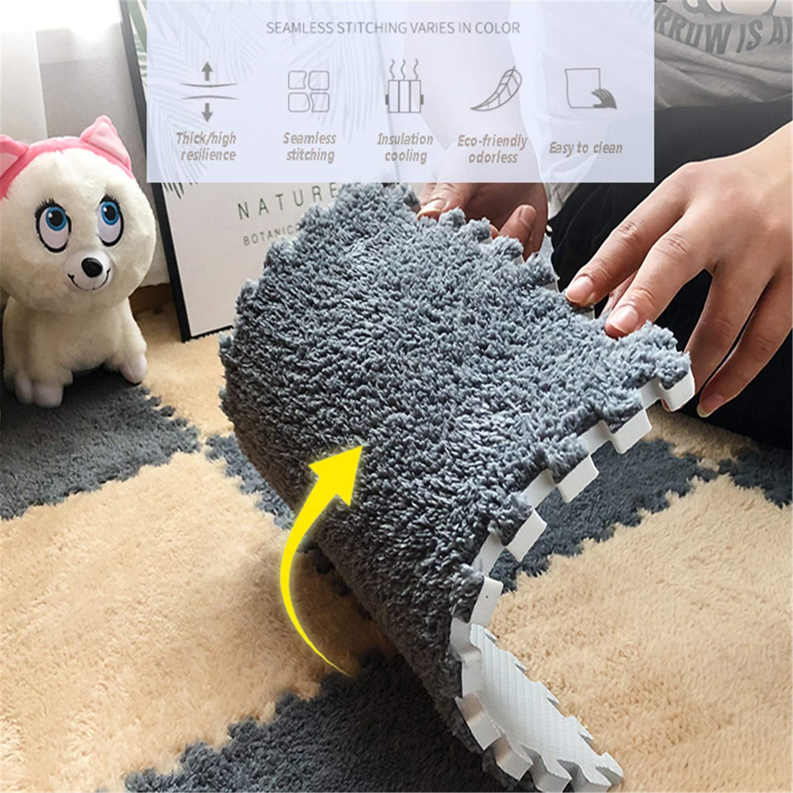 KXMYT KXMYT EVA Foam Play Mat, Interlocking Puzzle Plush Floor Tiles with Edges, Softer Baby Non Toxic Non-Slip Activity Carpet, Thick 0.6CM, for Children's Play Area/Living Room/Bedroom/Gym,White+Blue