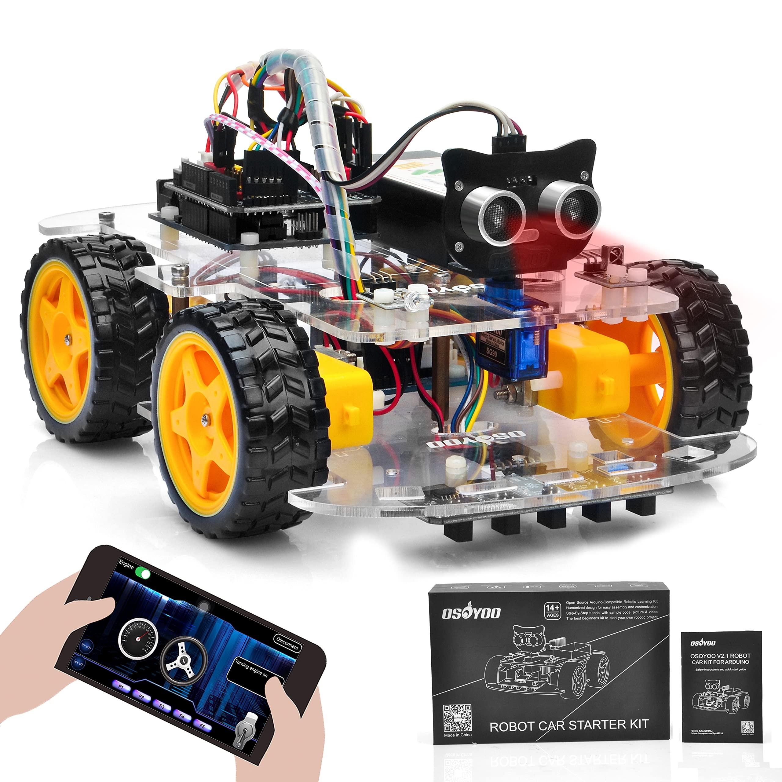OSOYOO OSOYOO Robot Car Starter Kit for Arduino | STEM Remote Controlled App Educational Motorized Robotics for Building Programming Learning How to Code | IOT Mechanical DIY Coding for Kids Teens Adults