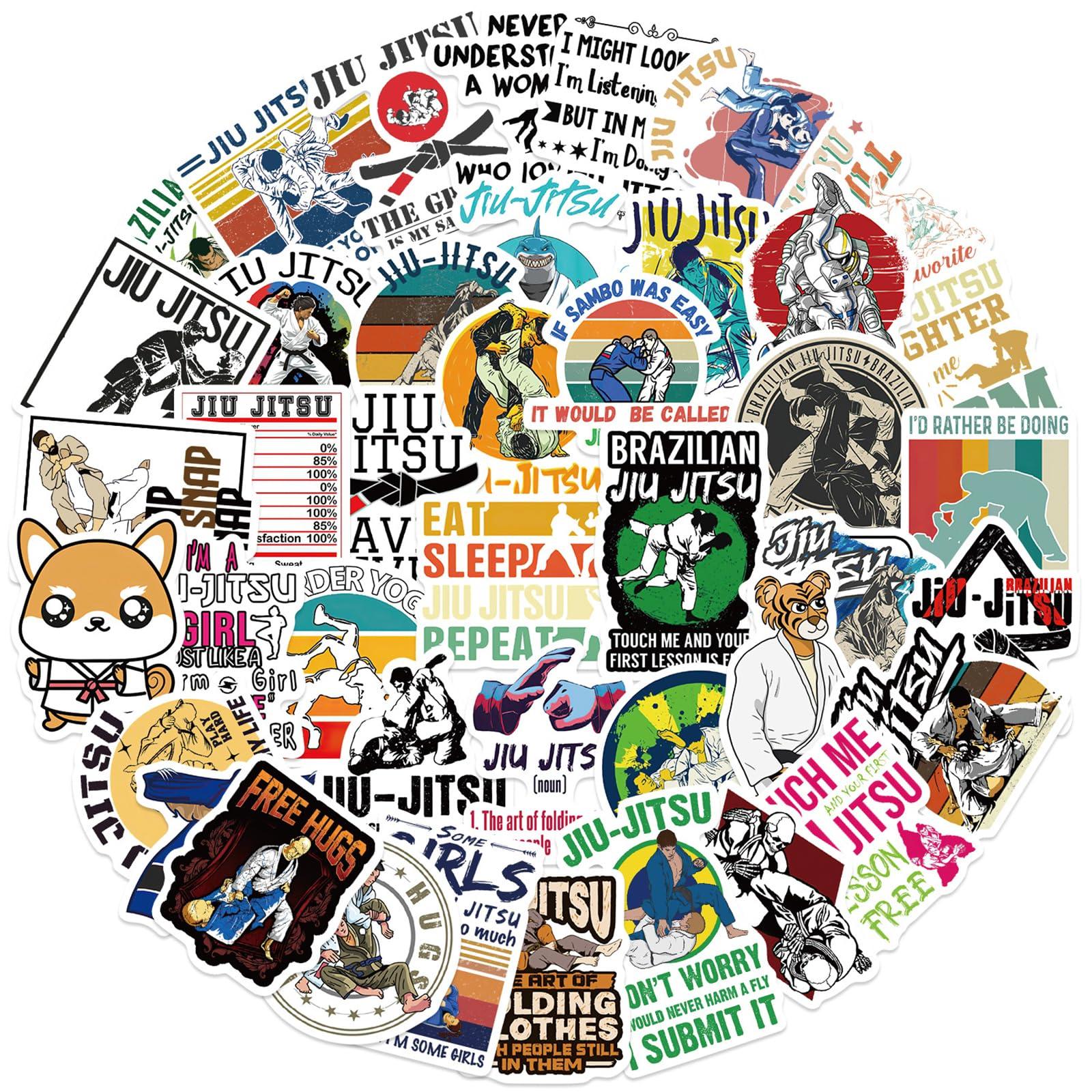 LIANKONG Jiu Jitsu Stickers, Brazilian Jiu Jitsu Party Favors Supplies Birthday Decorations Gifts Sport Aesthetic Vinyl Waterproof Stickers for Kids Teens for Water Bottle Laptop