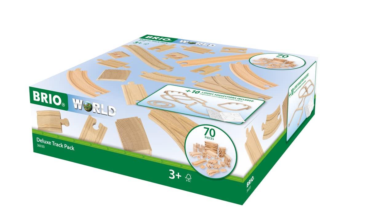 Brio BRIO 36030 World Deluxe Track Pack - 70 Piece Wooden Train Set for Children 3 Years and Up | FSC-Certified Beech Wood | Compatible with All BRIO Railway Sets & Accessories | Ideal for Creative Play