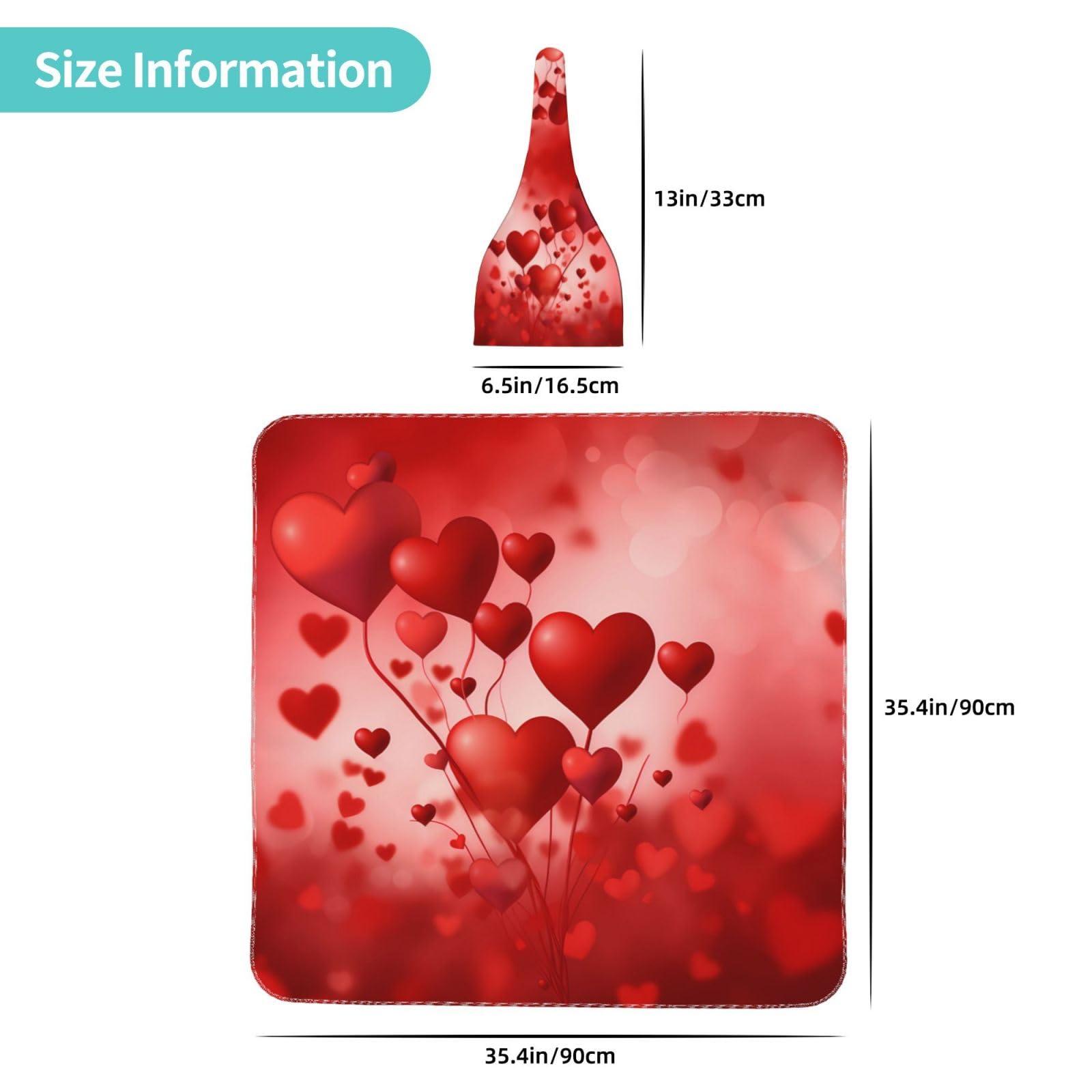 Fiephvsa Red Heart Shape Balloon Baby Swaddle Blanket with Beanie Set, Newborn Receiving Blankets 35.4"X 35.4" Valentine's Day Soft Swaddle Wrap Baby Stuff for Infant Boy Girl Gift