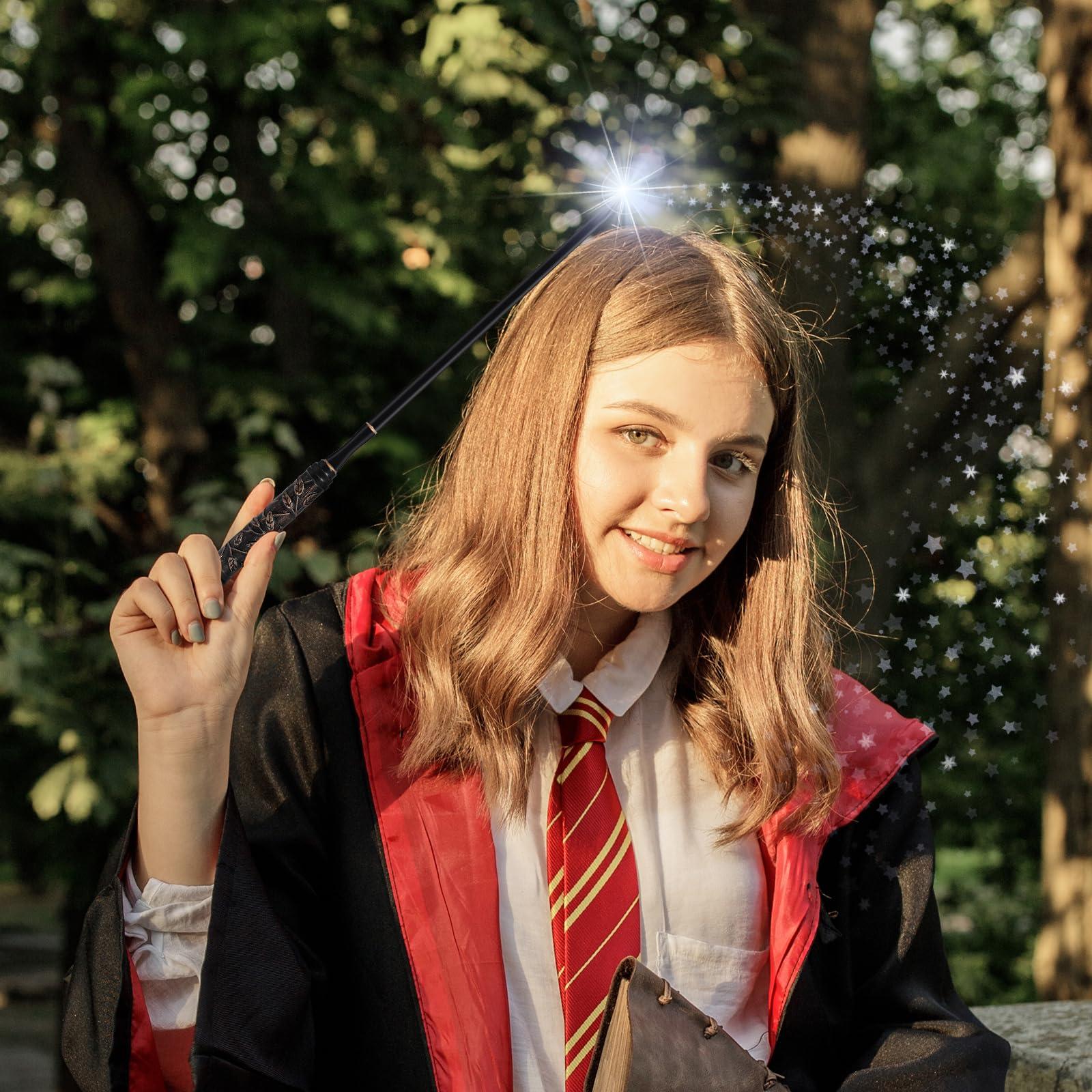 ChampWe ChampWe Light Up Magic Wizard Wand Rechargeable Illuminating Toy for Kids Witch Collection Cosplay Accessories with Spellbook and Gift Box (Foliage)