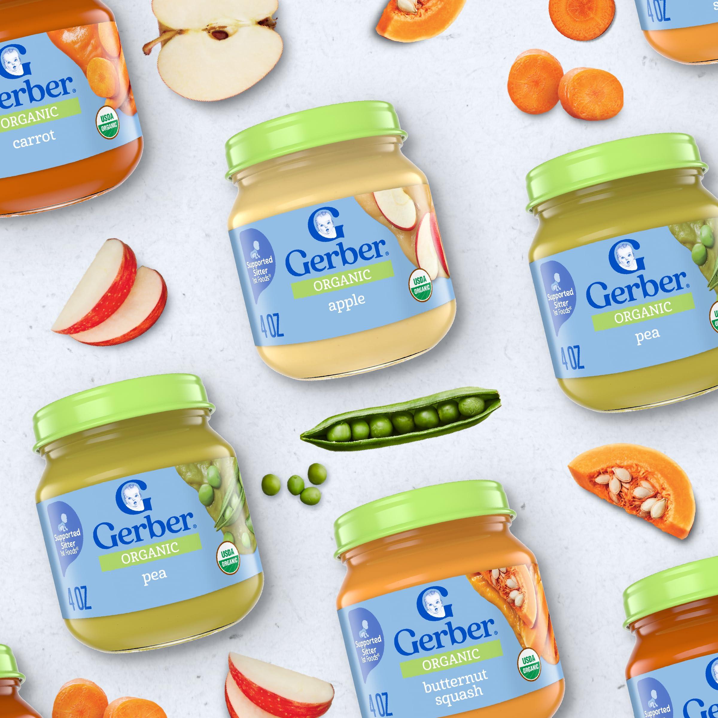 Gerber Gerber 1st Foods Organic for Baby Baby Food, Carrot, 4 oz Jar (10 Pack)