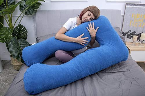 MOON PINE MOON PINE Pregnancy Pillow, U Shaped Full Body Pillow for Maternity Support, Sleeping Pillow with Cover for Pregnant Women (Dark Blue)