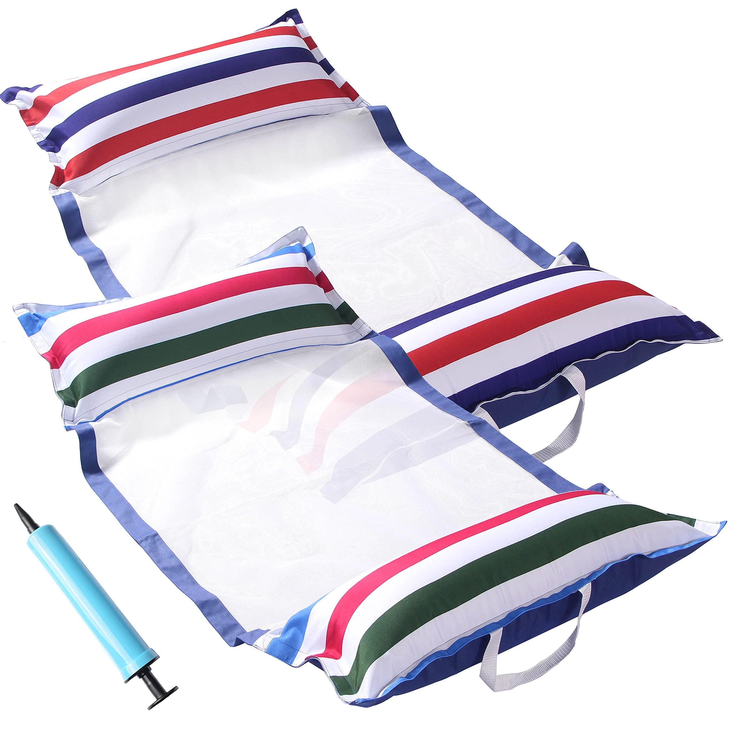 FindUWill FindUWill Fabric Pool Hammock Floats, XL, 2Pack Inflatable Water Hammocks Floaties 4-in-1 (Saddle, Lounge Chair, Hammock, Drifter), Pool Float Lounger for Adults