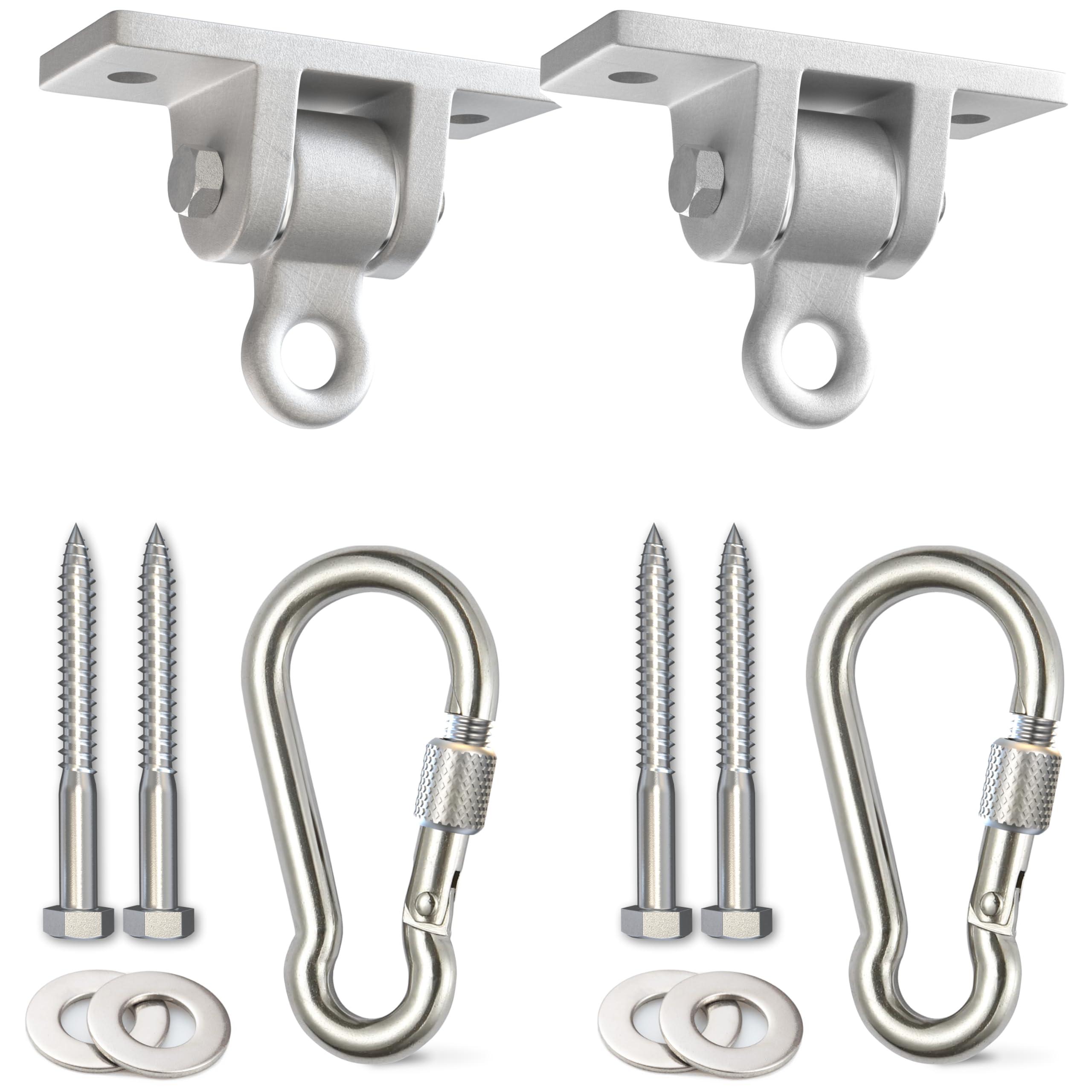 Jungle Gym Kingdom Jungle Gym Kingdom Swing Set Hangers - 2 Heavy Duty Brackets with Locking Snap Hooks for Porch, Patio, Playground - Indoor/Outdoor Hardware & Accessories