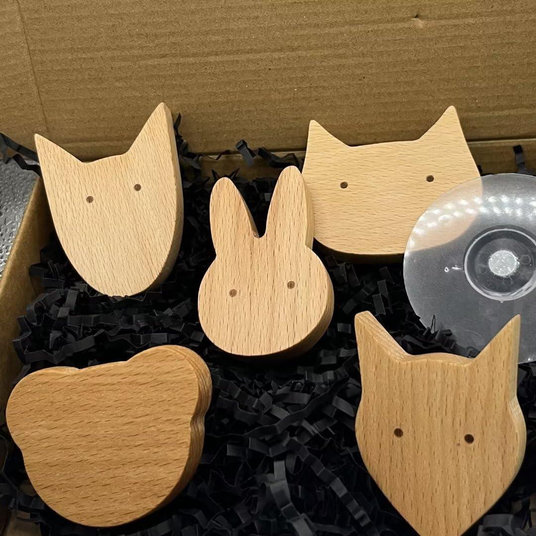 Klauer Wooden Door knobs,Wood Pull Knobs,Round Drawer Knobs,5 PCS Wood Cabinet Handle Knob for Furniture Door Animal Coat Hooks Wooden Hooks Wall Mounted Cupboards Handles for Bathroom Cabinets Doors Dresse