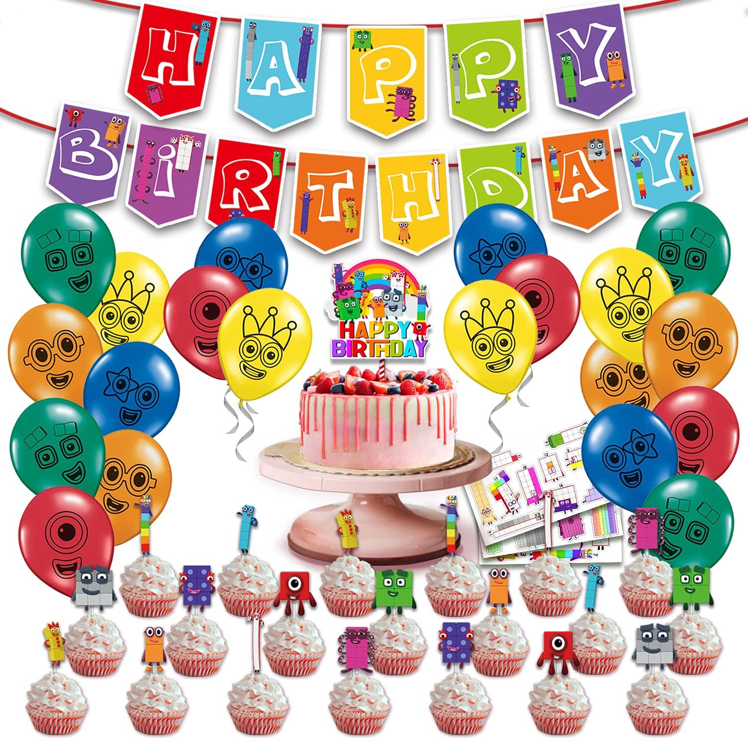 YAYJOY YAYJOY Numberblocks Party Decorations Numberblocks Stickers,Cake Toppers,Balloons,Party Banner,Home Decoration for Kid\'s Birthday Party