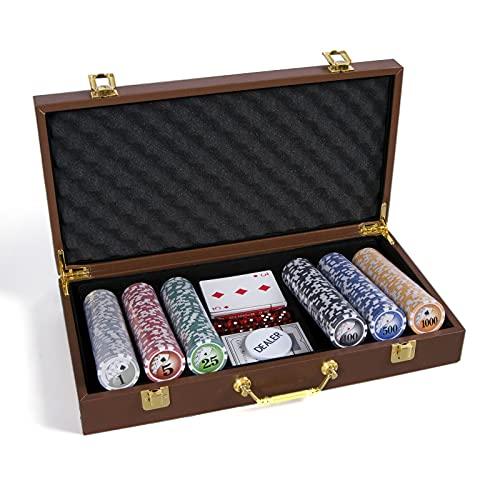 ZOOCEN ZOOCEN Poker Chips Set- 300PCS Poker Chips with Leather Case, 11.5 Gram Chips Set