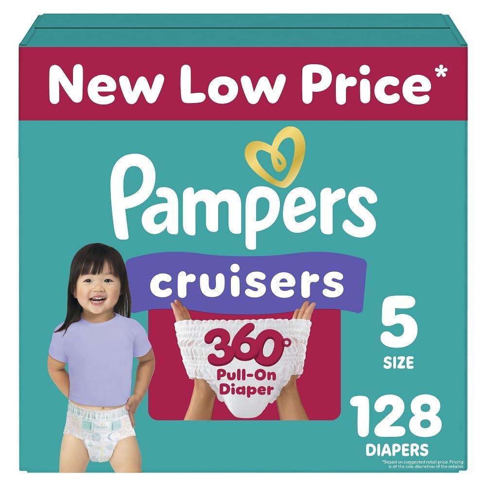 Pampers Pampers Diapers - Cruisers 360 - Size 5, 128 Count, Babyproof up to 100% Leakproof Pull-On Diaper