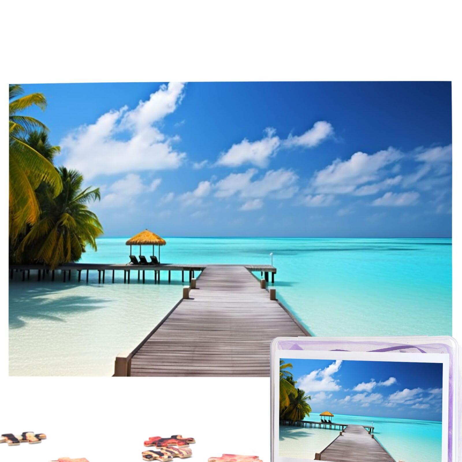 RLDOBOFE Maldives Holidays Puzzles Personalized Puzzle 1000 Pieces Jigsaw Puzzles from Photos Picture Puzzle for Adults Family (29.5\" x 19.7\")