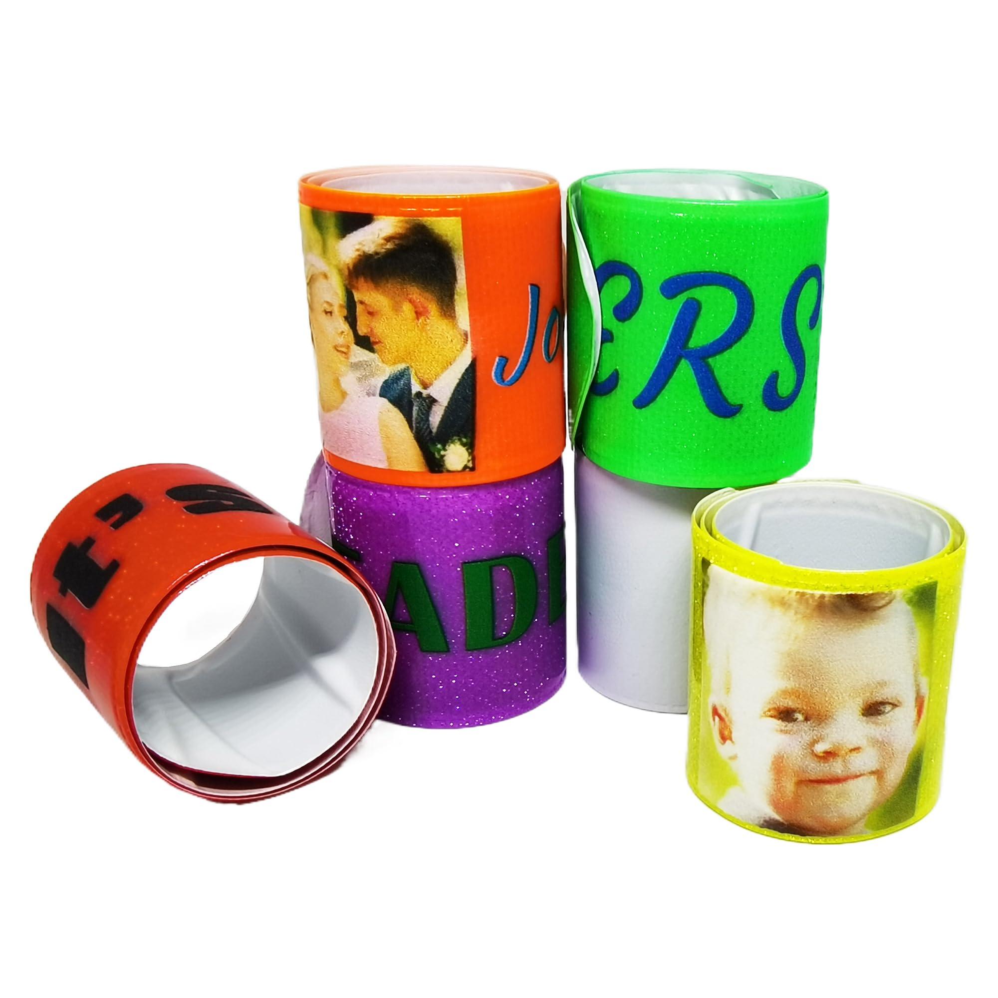 FREYOLI FREYOLI Custom Slap Bracelets with Picture 5/10/30/50 ct Personalized Logo Wristbands Bulk for Party Favors, Birthday, Classroom Rewards, Events, Fundraisers, Support, Awareness