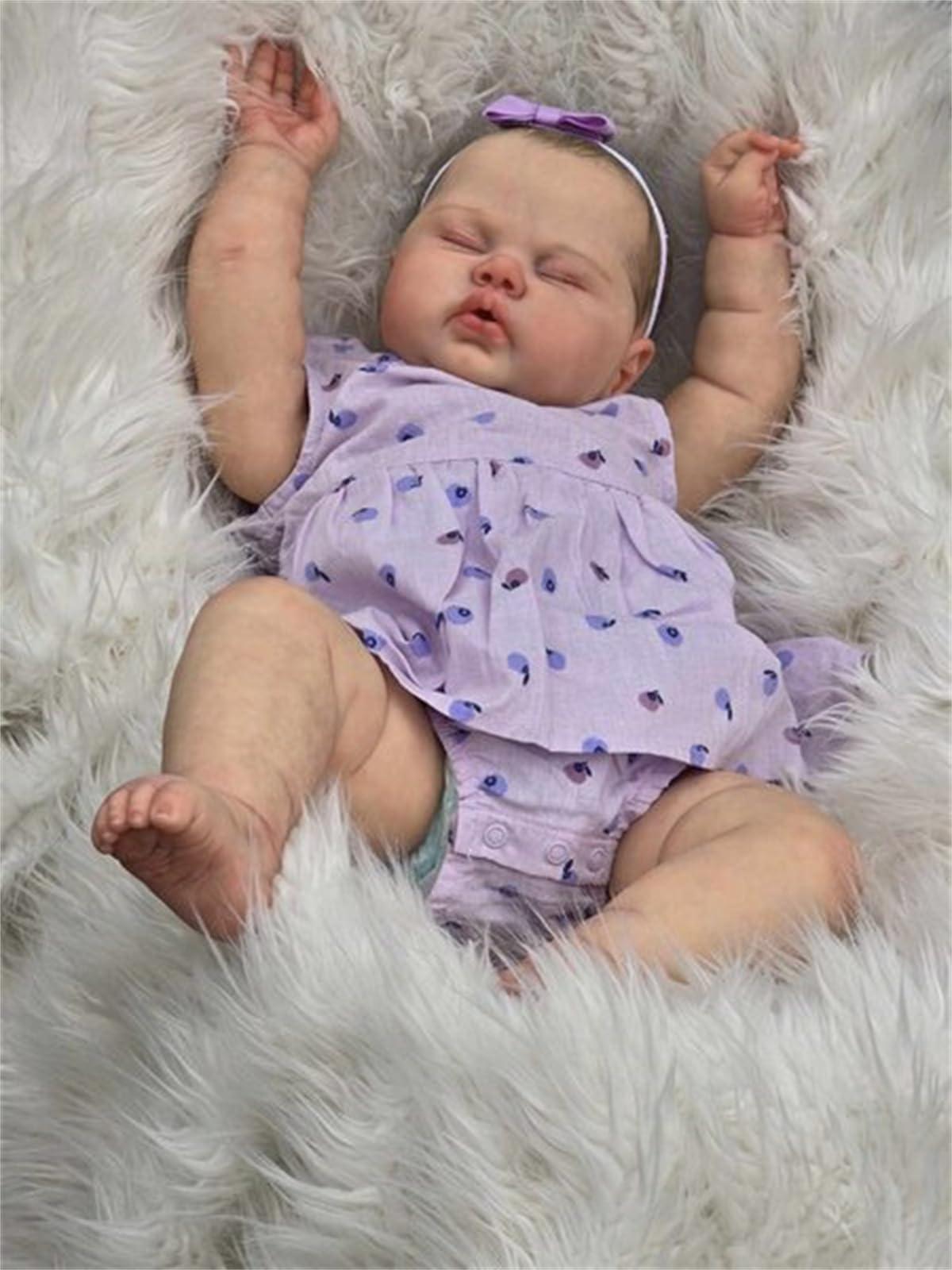 Anano Anano Realistic Reborn Toddler Girl Baby Dolls Real Life Veins 24 Inch Weighted Life Like Newborn Baby Dolls That Look Real Newborn Silicone Babies with Clothes & Accessories for Kids 3+