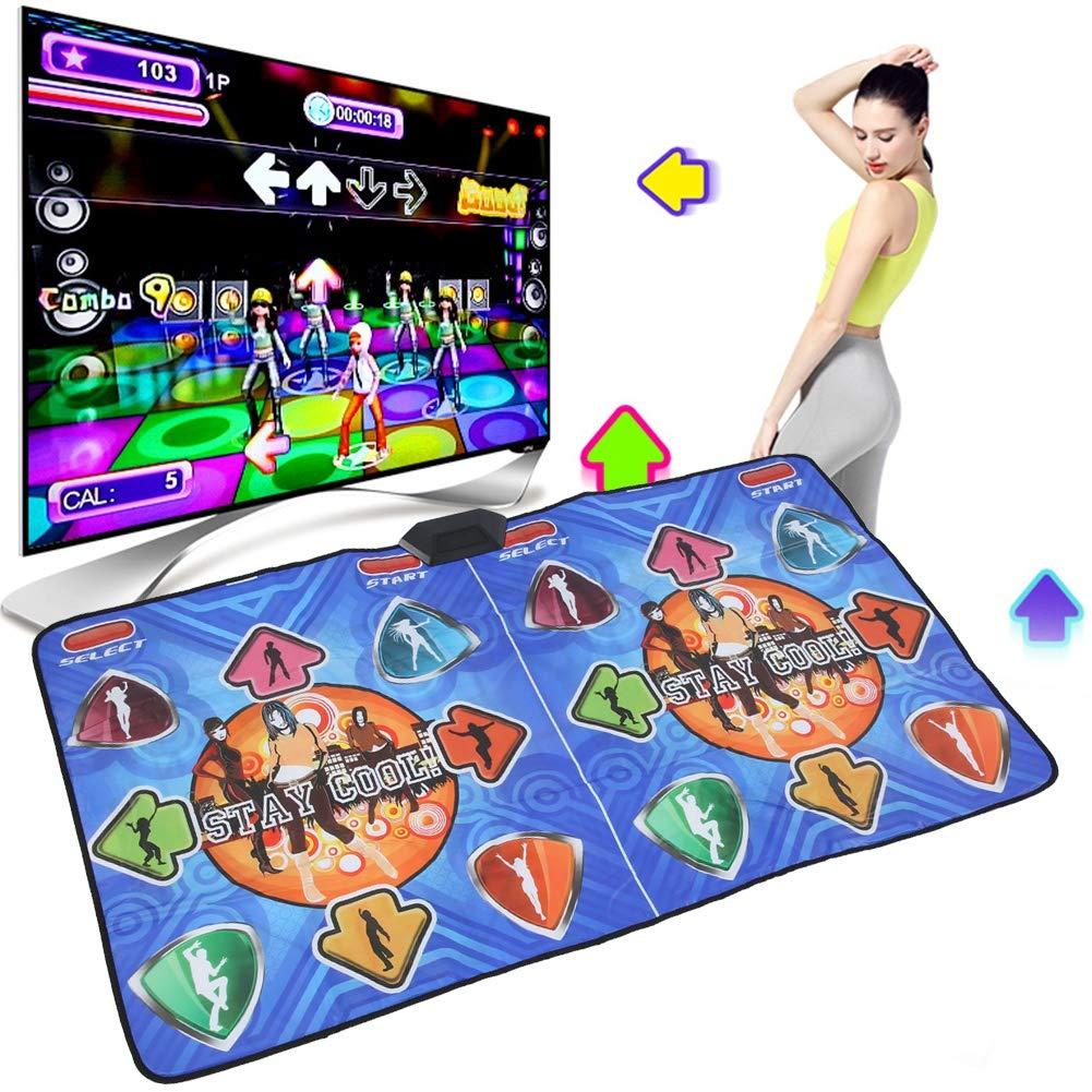 Dilwe Double Dance Mat Game for TV, Dance Mat for Kids and Adults Dancing Game Dance Pad PVC Dance Mat with TV Video Interface, Computer USB Interface, Support for Systems