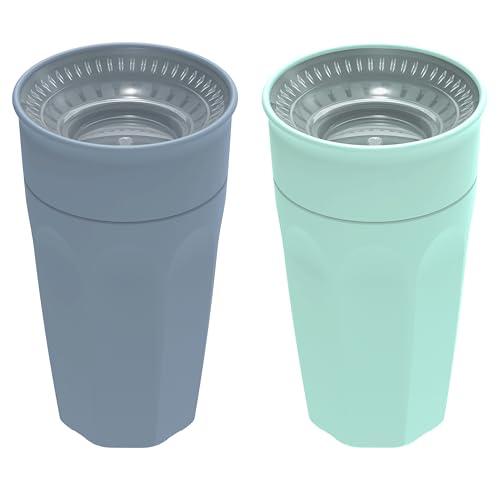 Dr. Brown\'s Dr. Brown's Milestones Cheers 360 Cup Spoutless Transition Handles for Easy Grip & Leak-Freere Training Toddlers Babies, Leak-Free Sippy Cup, Blue/Aqua