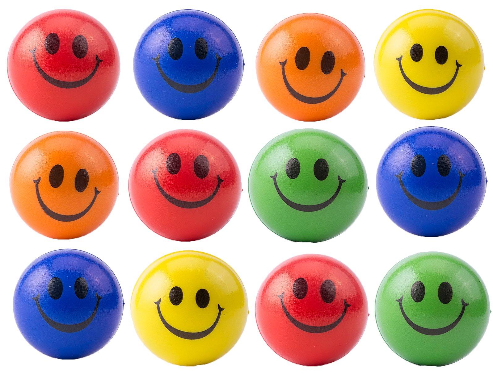 Akusety Akusety Neon Colored Smile Funny Face Stress Ball - Happy Smile Face Squishies Toys Stress Balls Bulk Pack of 12 Relaxable 2.5" Stress Relief Smile Squeeze Balls Fun Toys