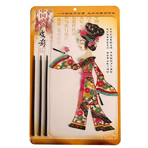 Gjiner Gjiner 15x9.5inch King Queen Shadow Hand Puppets Chinese Shadow Play Doll Shadow Puppet with Operating Lever-Best Finger Puppets Handicraft Queen