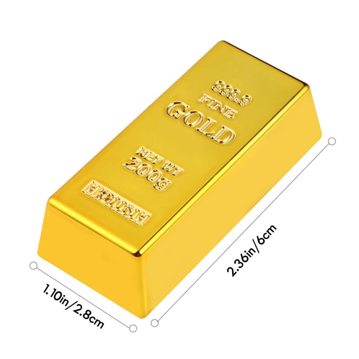 LUOZZY 2 Pcs Fake Gold Bar Replica Gold Bar Fake Golden Brick Bullion Plastic Golden Bar Props Novelty Gifts(16.5x7.6x4.8cm)