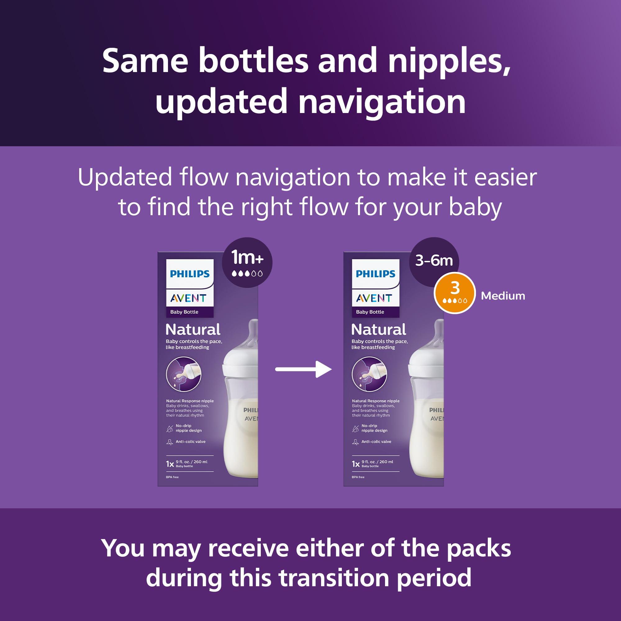 AVENT Philips AVENT Natural Baby Bottle with Natural Response Nipple, Clear, 9oz, 1pk, SCY903/01