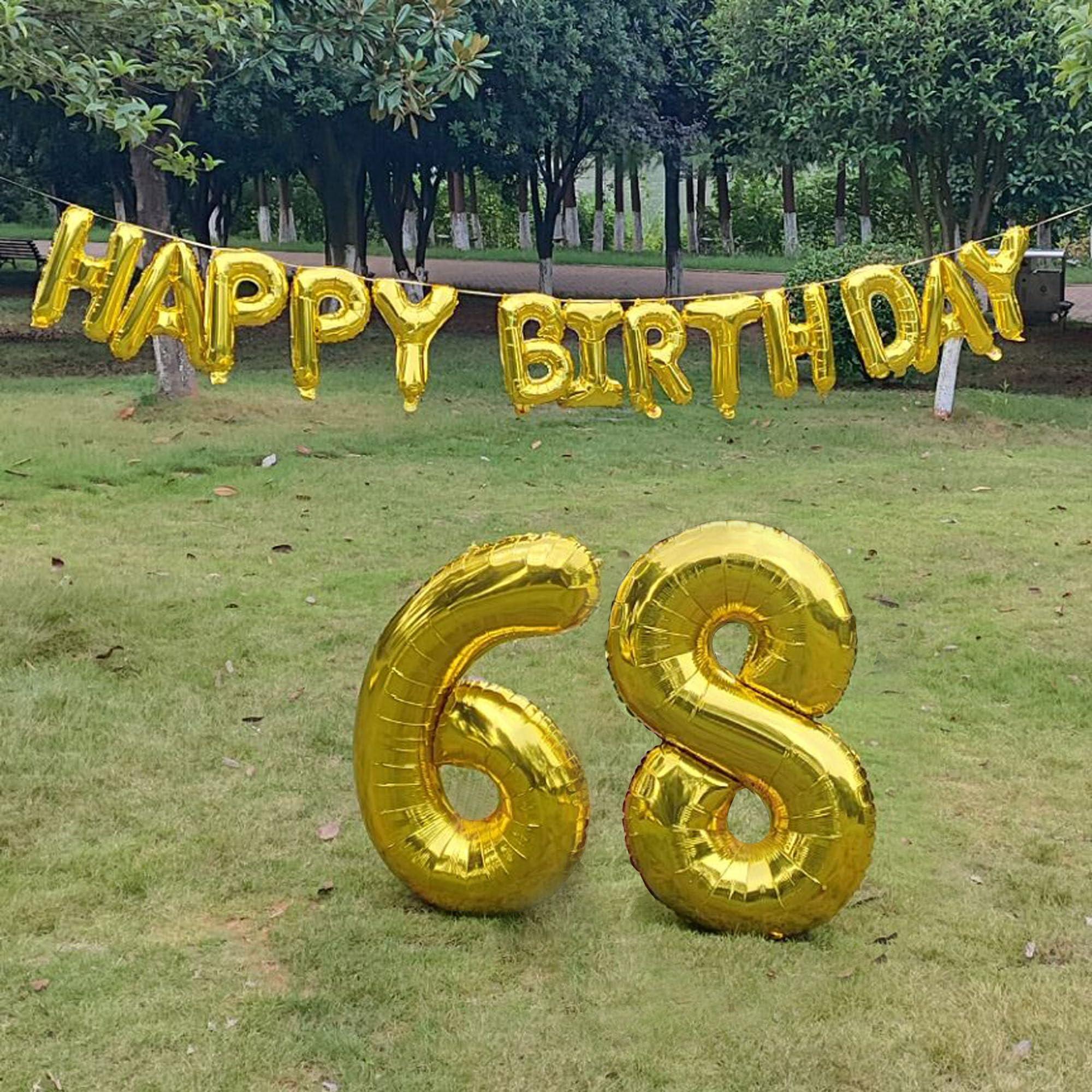 SHUNTAI SHUNTAI 68th Birthday Decorations for Men Women 68 Number Balloons Gold Jumbo Numbers 86 Foil Mylar Balloons with Happy Birthday Balloon Letters Banner 86th or 68 Years Old Theme Party Events Supplies