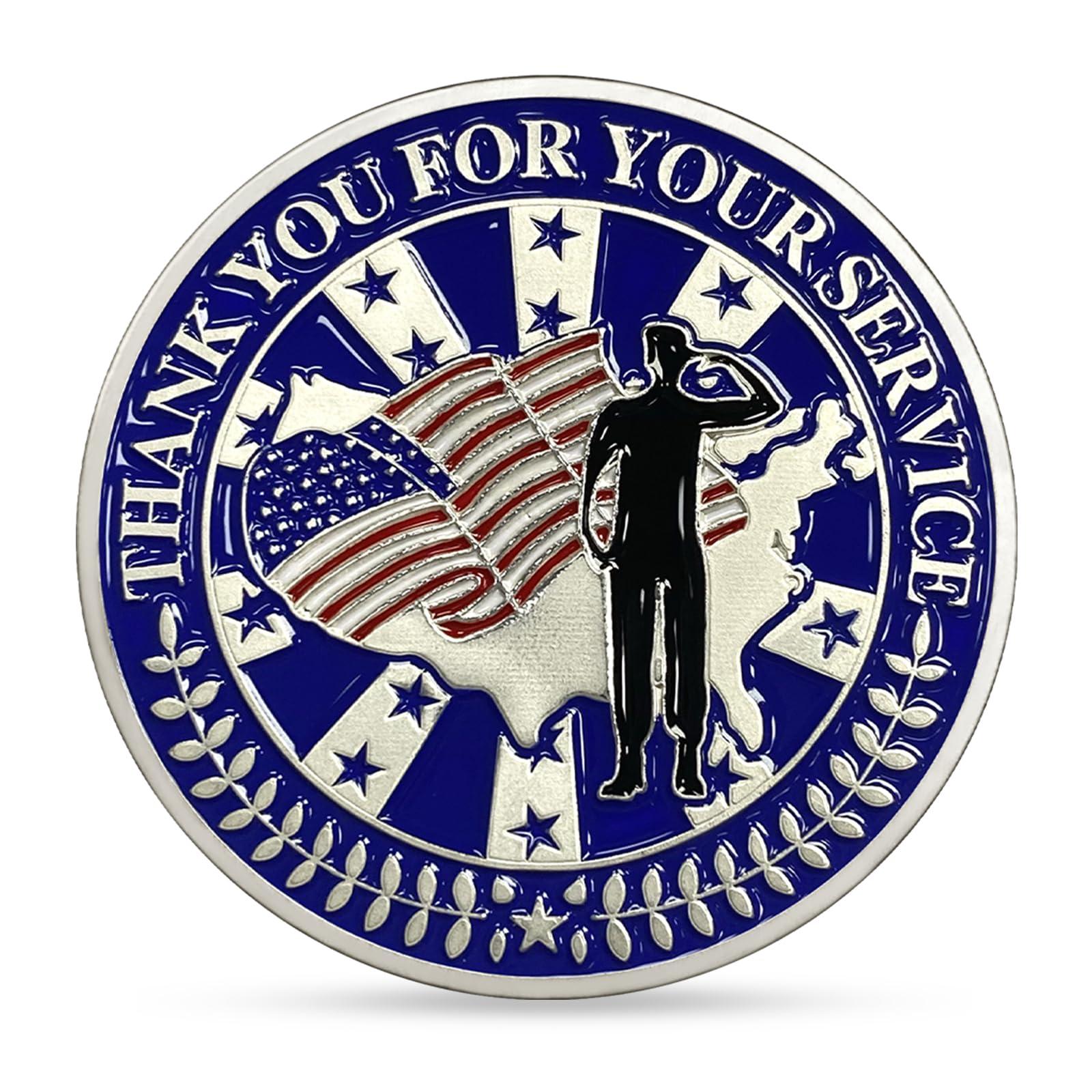 ERYIWBERIT 10Pcs Military Veterans Challenge Coins Set Thank You for Your Service Coin Military Gifts for Men Women Army Commemorative Coin Veterans Day Gifts