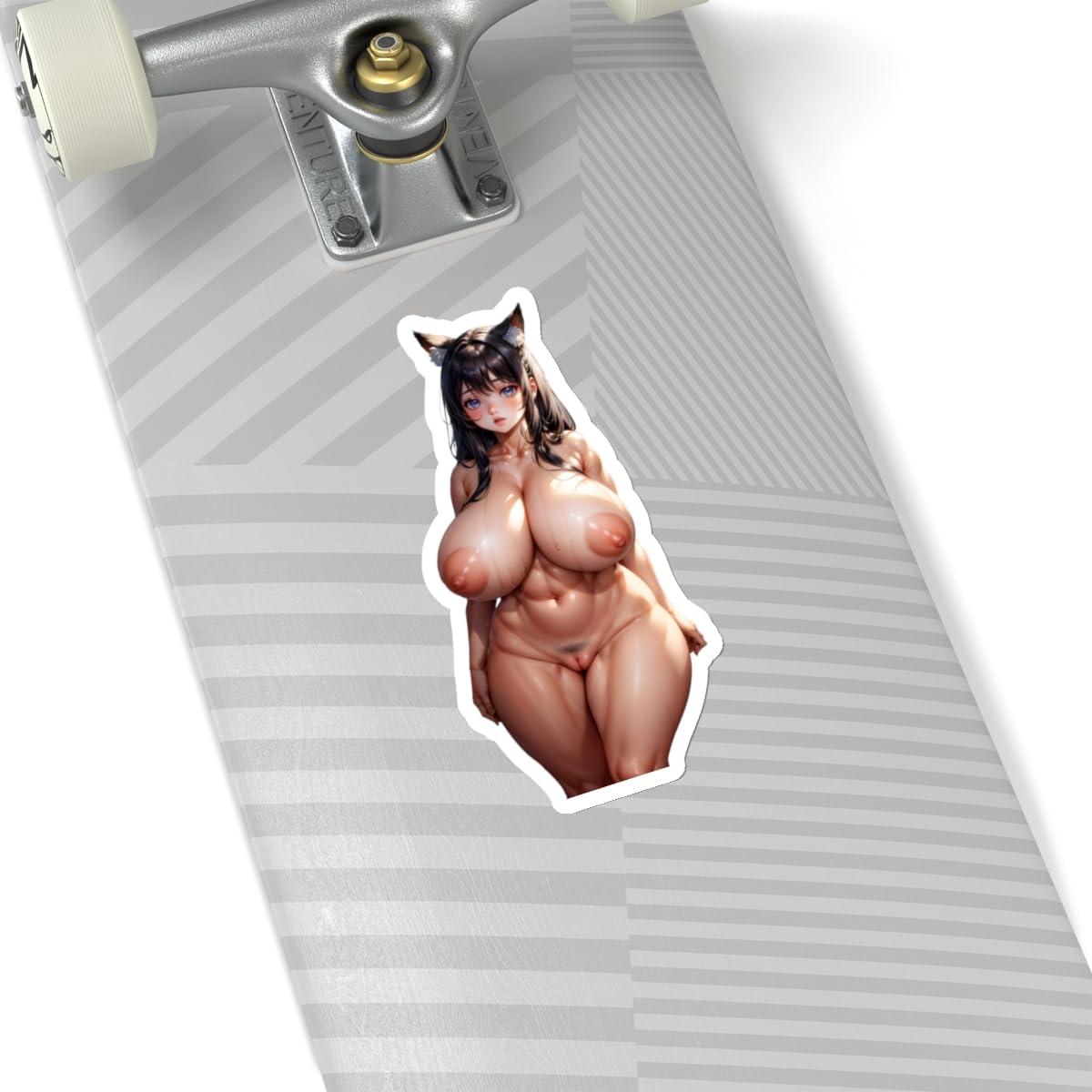 Generic AI Generated Furry Sticker Anime Female Cute Lewd Stickers Animation Girl Lewd Anime Stickers Large Big Stickers E649 (6x6, White)