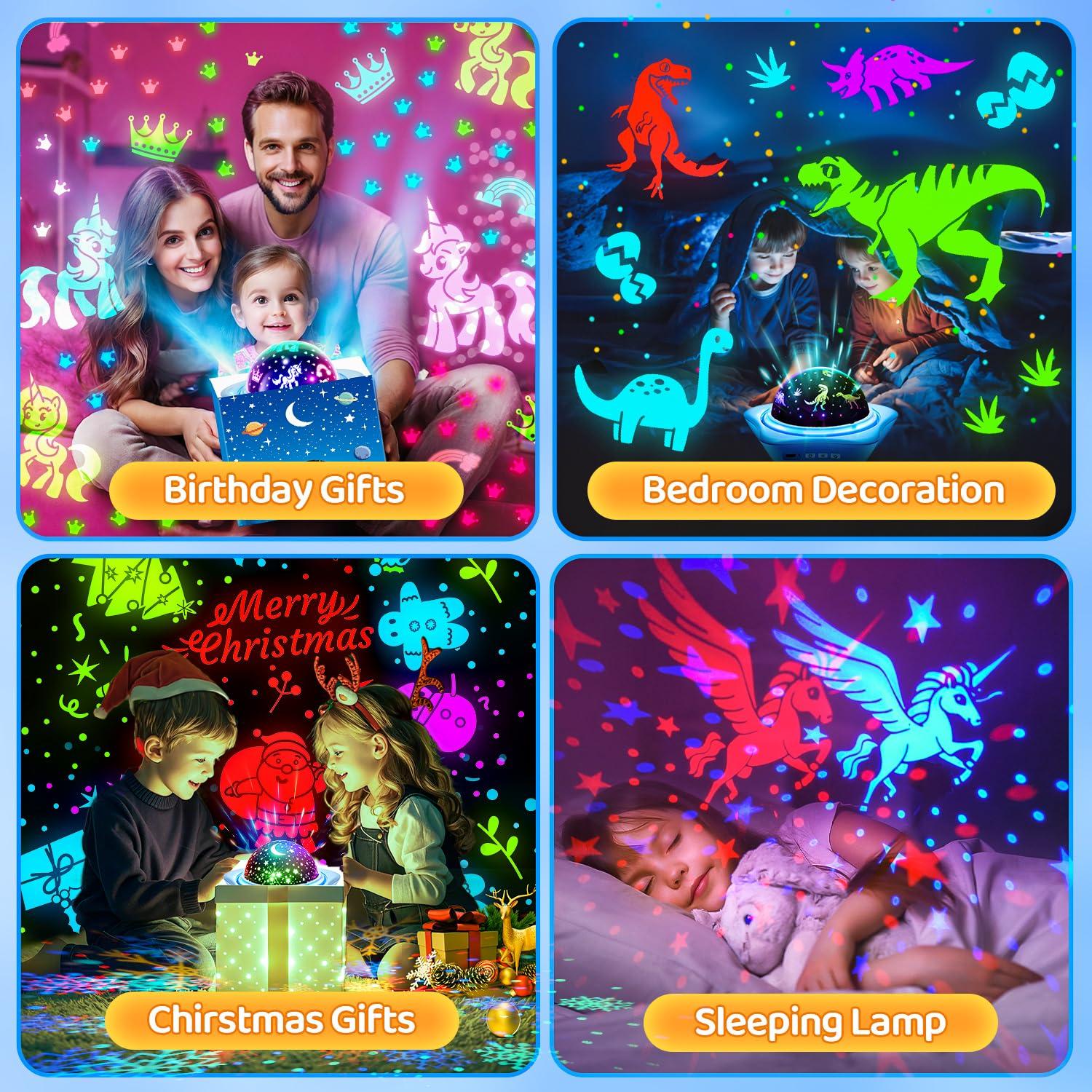 One Fire One Fire Night Light for Kids Toys, 96 Lighting Modes Star Projector 360 Rotating+6 Films Kids Night Light Projector, Rechargeable Lamp for Bedroom, Stars for Ceiling Projector for Bedroom Decor