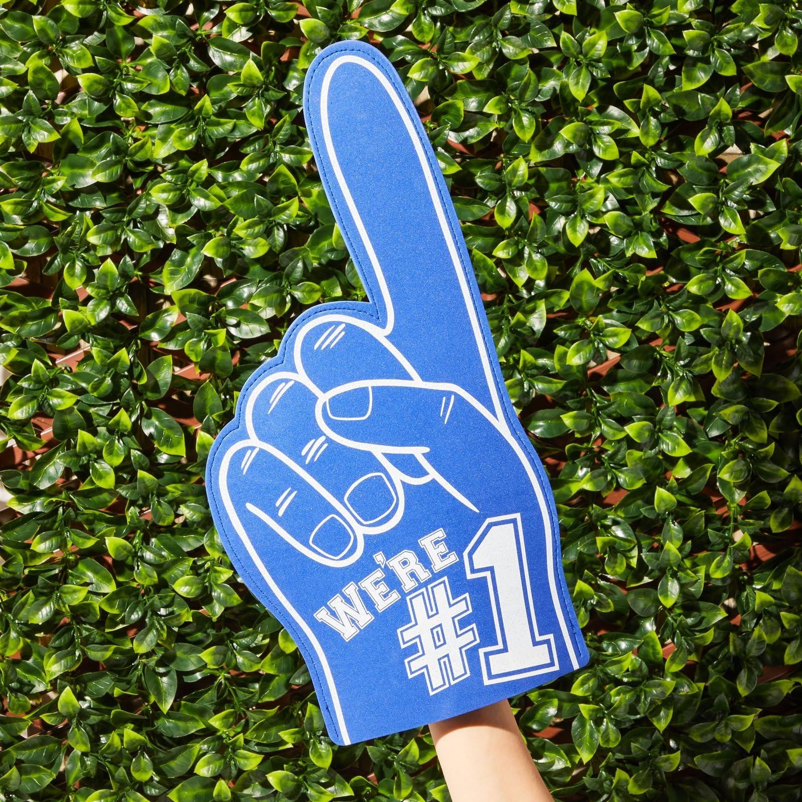 Okuna Outpost Okuna Outpost 2 Pack Blue Foam Fingers #1, It\'s Goin\' Down for Sports Fan Accessories, Cheering, Party Favors, 17.5 Inch Giant Foam Hand