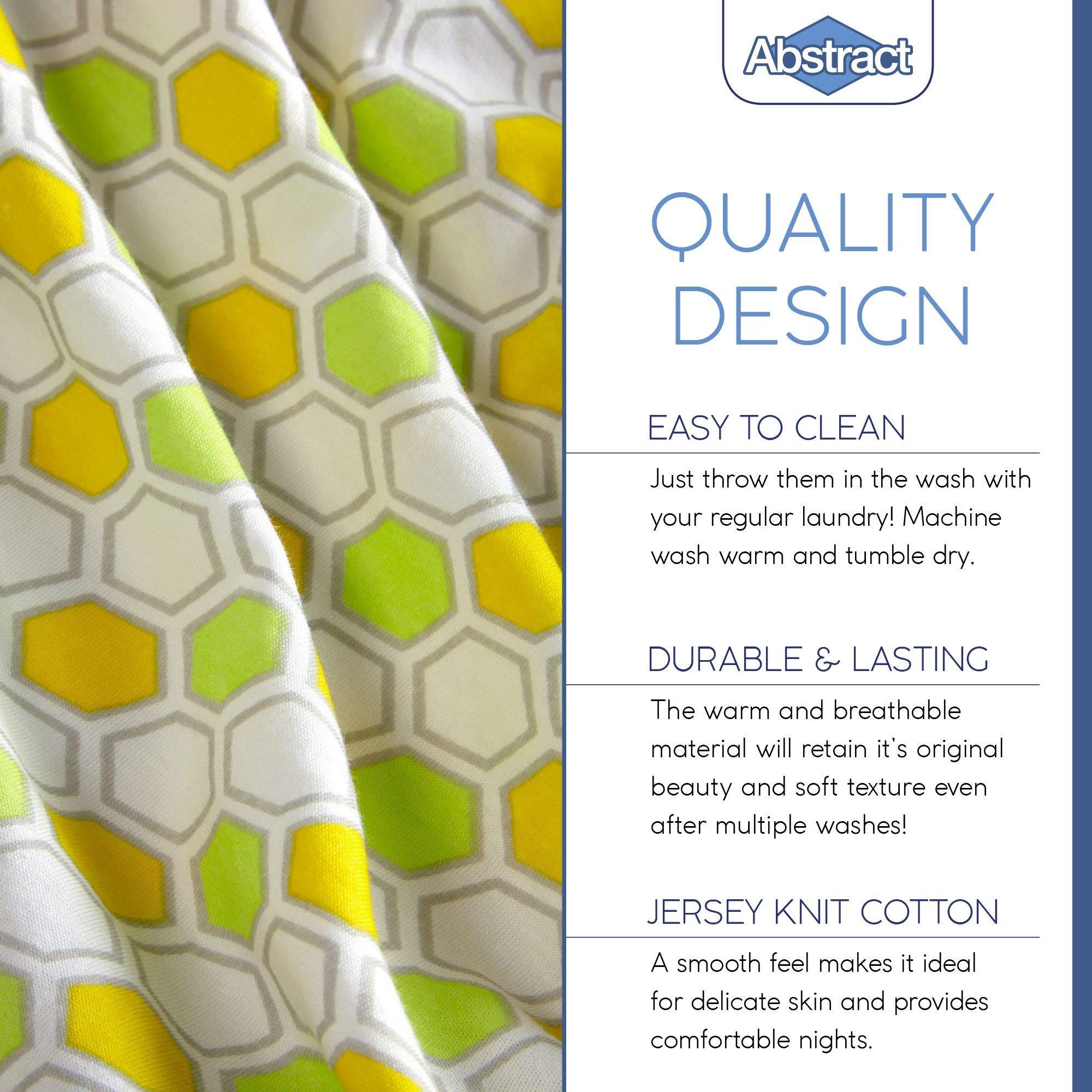 Abstract Fitted Crib Sheets for Portable Crib Super Soft, 100% Jersey Cotton 24 x 38 for Boys and Girls, Fits Mini Mattresses - Covered Elastic Hem Green Honeycomb by Abstract