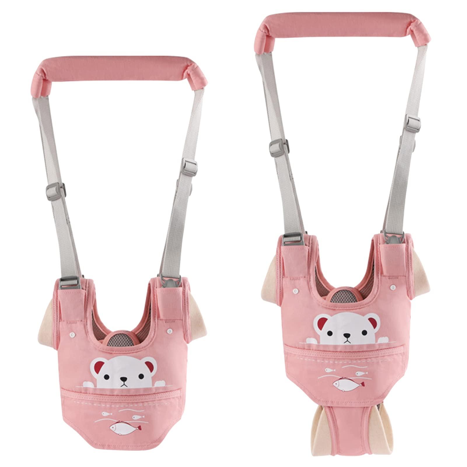 Huifen Huifen Baby Walking Harness, Handheld Kids Walker Helper with Detachable Crotch Adjustable Walker Harness Assistant Belt Baby Learning Walk Toddler Infant Walker 9-24 Months (Pink)