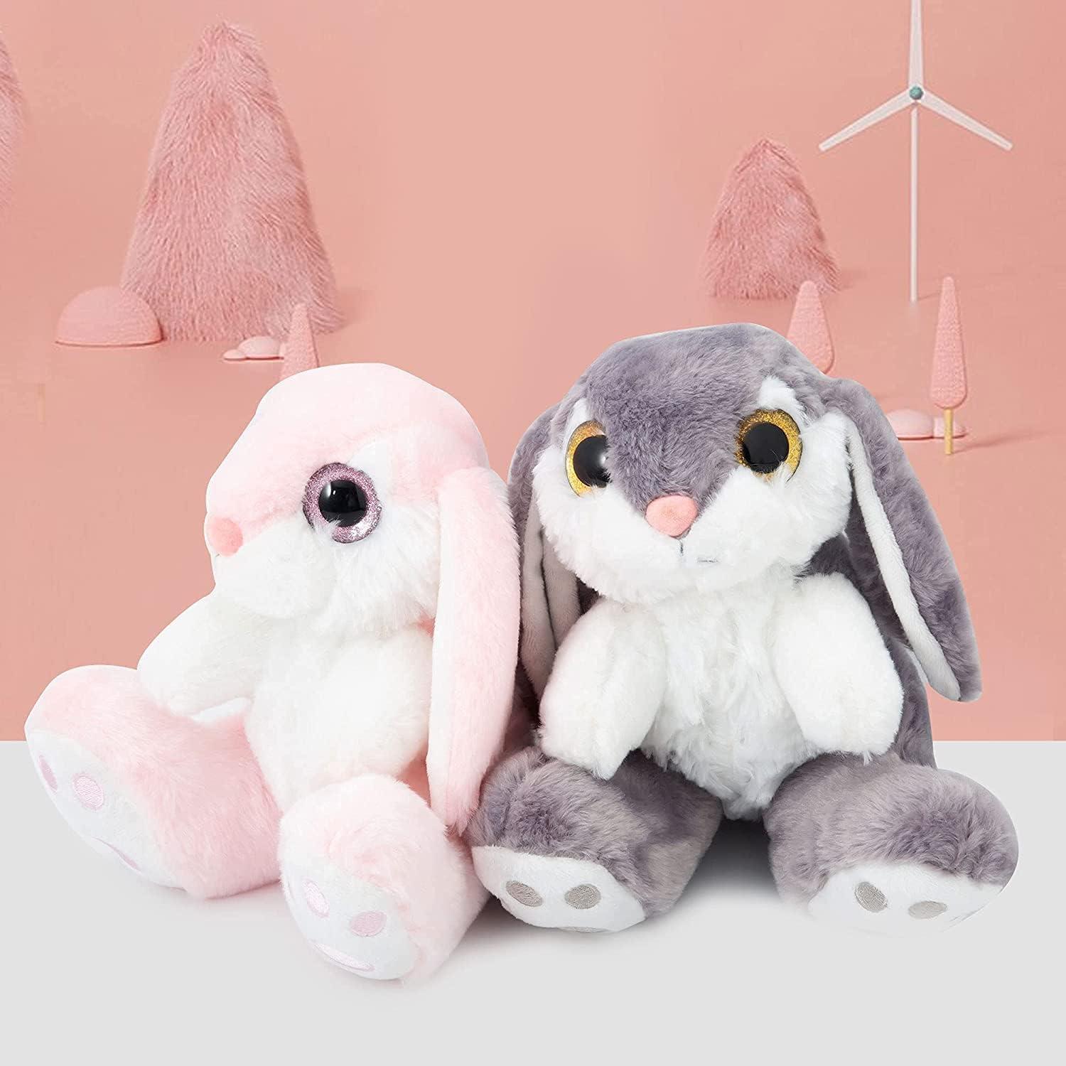 HO-EF HO-EF Bunny Rabbit Stuffed Animal, 8.5\" Plush Bunny with Floppy Ears, Machine Washable& Softness, Rabbit Toys for Girls Boys Kids Babies Great Easter Birthday Gifts Decorations, Pink