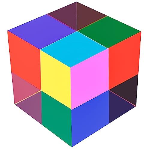 ZhuoChiMall ZhuoChiMall CMY Color Cube, 3.15 inch (80mm) Mixing Color Cube, Colorful Acrylic Prism for Home or Office Desktop Decoration, Science Learning Physic Toys Educational Gifts for Kids