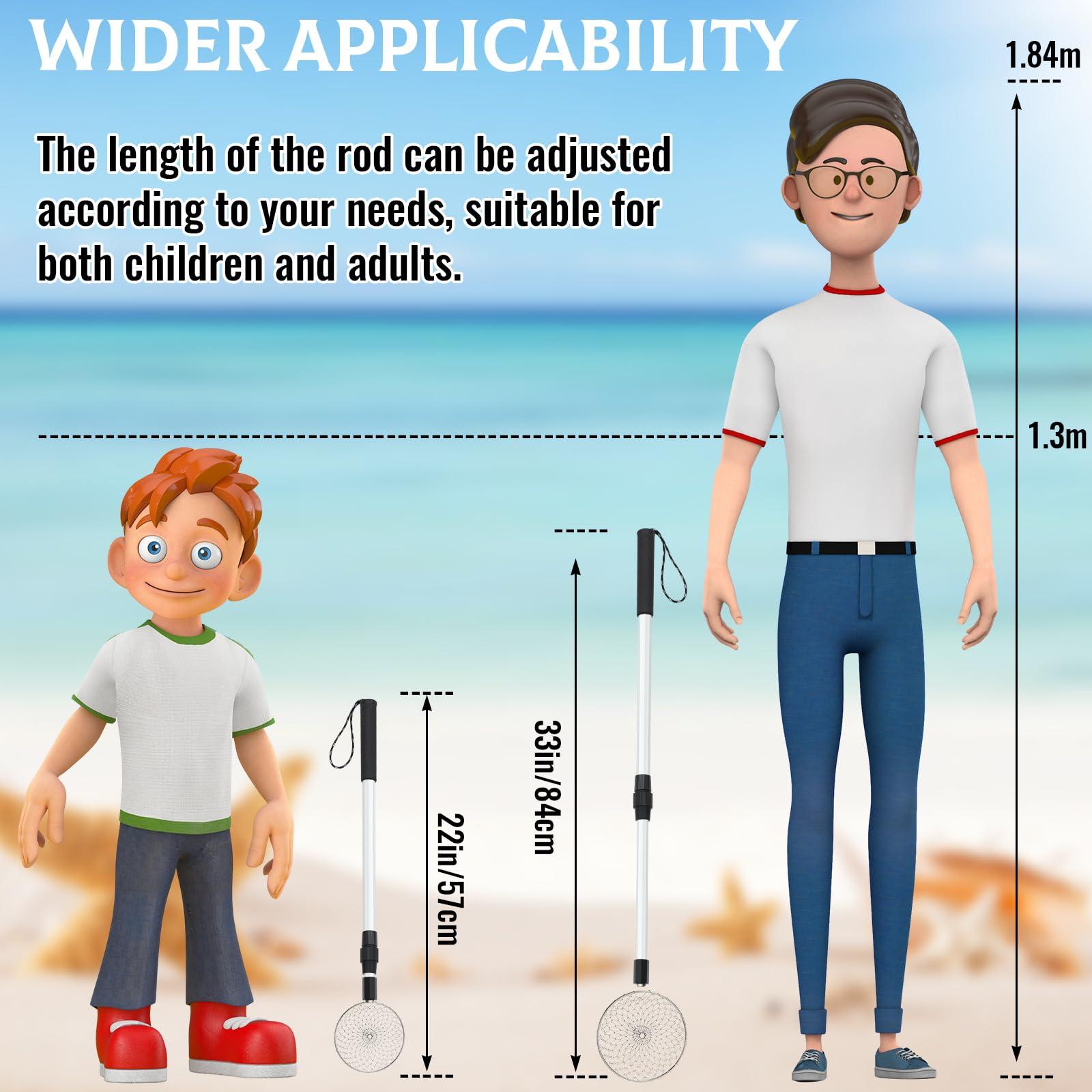 Roshtia Roshtia 2 Pack 28in Beach Sand Sifter Shell Scooper for Beach Shark Tooth Sifter, Sand Scoop Shell Scooper Beach Scoop Shovel and Sifter Tool for Beach(Black Round,5.5", 17"-29.5" Handle)