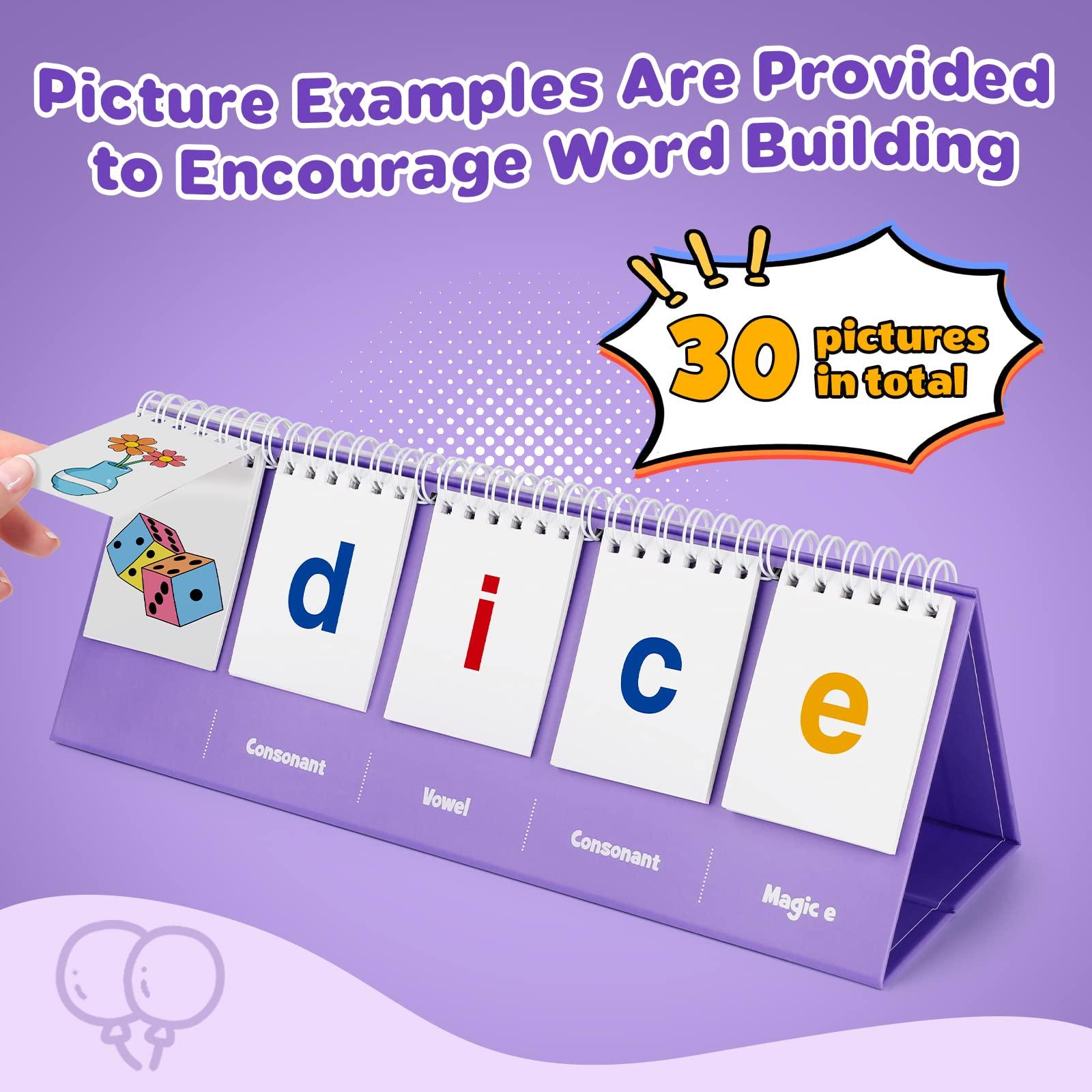 Aizweb Aizweb Magic E Word Games,Phonics Games Flash Card for Preschool Kindergarten Classroom Must Haves,Spelling Reading Learning Games,Speech Therapy Montessori Educational Toy Gift for Kid 3 4 5 Year Old