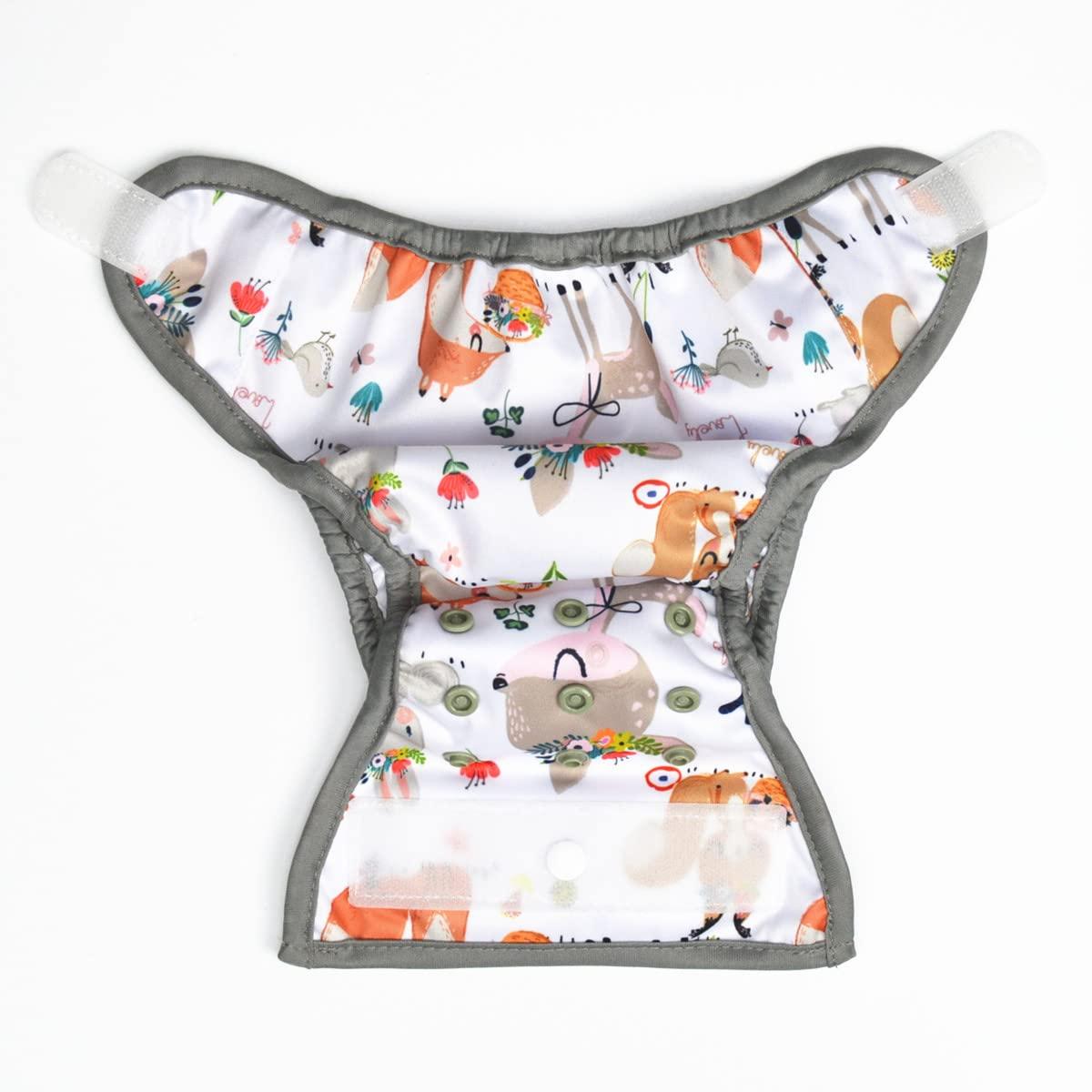 Sigzagor Newborn Baby Cloth Diaper Cover Nappy Hook and Loop (Flowers Deers)
