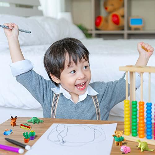 BESTWELL 100 Pack Animal Erasers for Kids, Desk Pets for Classroom, 3D Bulk Mini Puzzle Pencil Eraser, Cute erasers for Classroom Rewards and Prizes, Novelty Fun Party Favors Gift Back to School Supplies