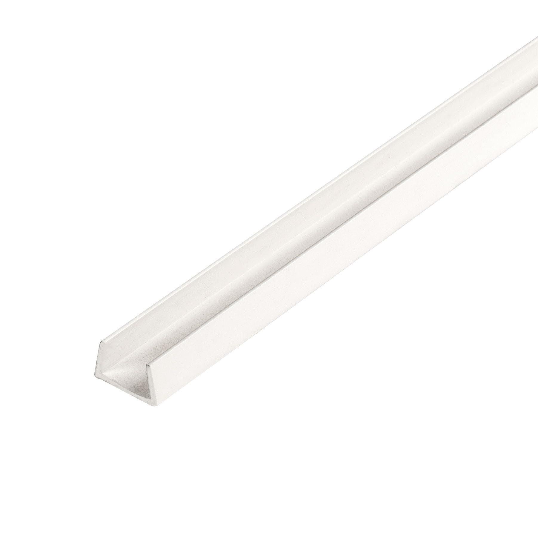 OUTWATER Outwater Plastics White 3/8'' Rigid PVC Plastic U-Channel/C-Channel 72 Inch Lengths (Pack of 10 Pieces, 60 feet Total)