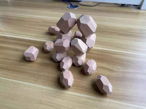 Gupgi Gupgi Wooden Building Blocks Set Lightweight Natural Balancing Blocks Colored Wooden Stones Stacking Game Rock Blocks Educational Puzzle Toy (16pcs, Wood Color)