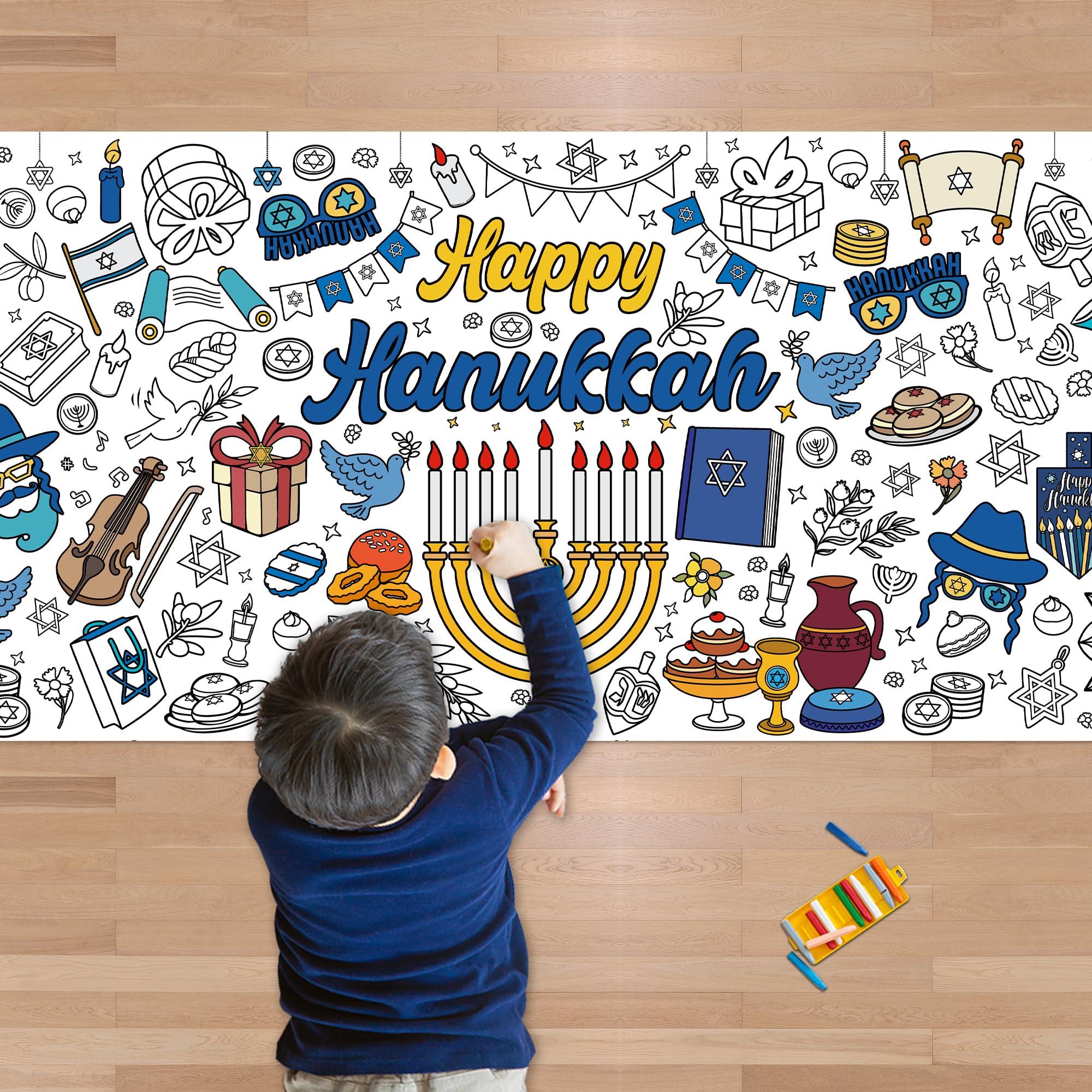 OHOME OHOME Hanukkah Giant Coloring Poster with Hanukkah Wrapping Paper