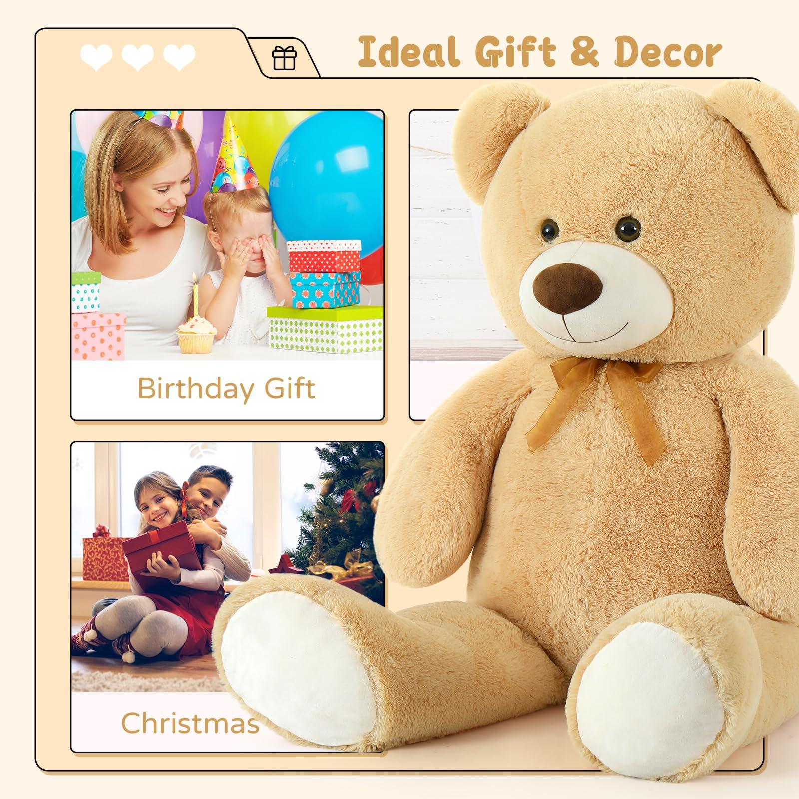 DOLDOA DOLDOA Giant Teddy Bear Soft Stuffed Animals Plush Big Bear Toy for Kids, Girlfriend 35.4 inch (Tan)