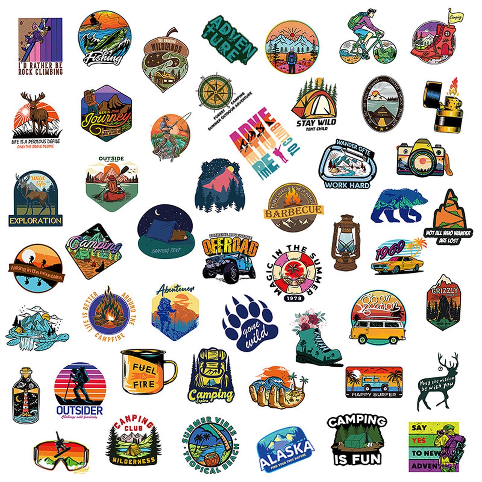 Drive Travel Camping Stickers for Water Bottles Outdoor Hiking Adventure Stickers 200PCS Vinyl Sticker Packs Wilderness Nature Stickers Travel Stickers for Adults Teens Girls Boys Kids