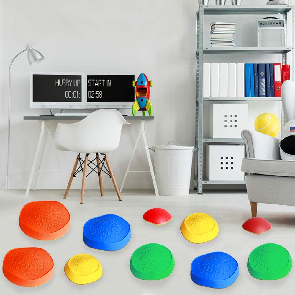 OMNISAFE OMNISAFE 10 Pcs Balance Stepping Stones for Kids, Non-Slip Textured Surface and Rubber Edges, Indoor & Outdoor Obstacle Course Toy for Toddlers, Exercise Coordination & Strength, Sensory Toy