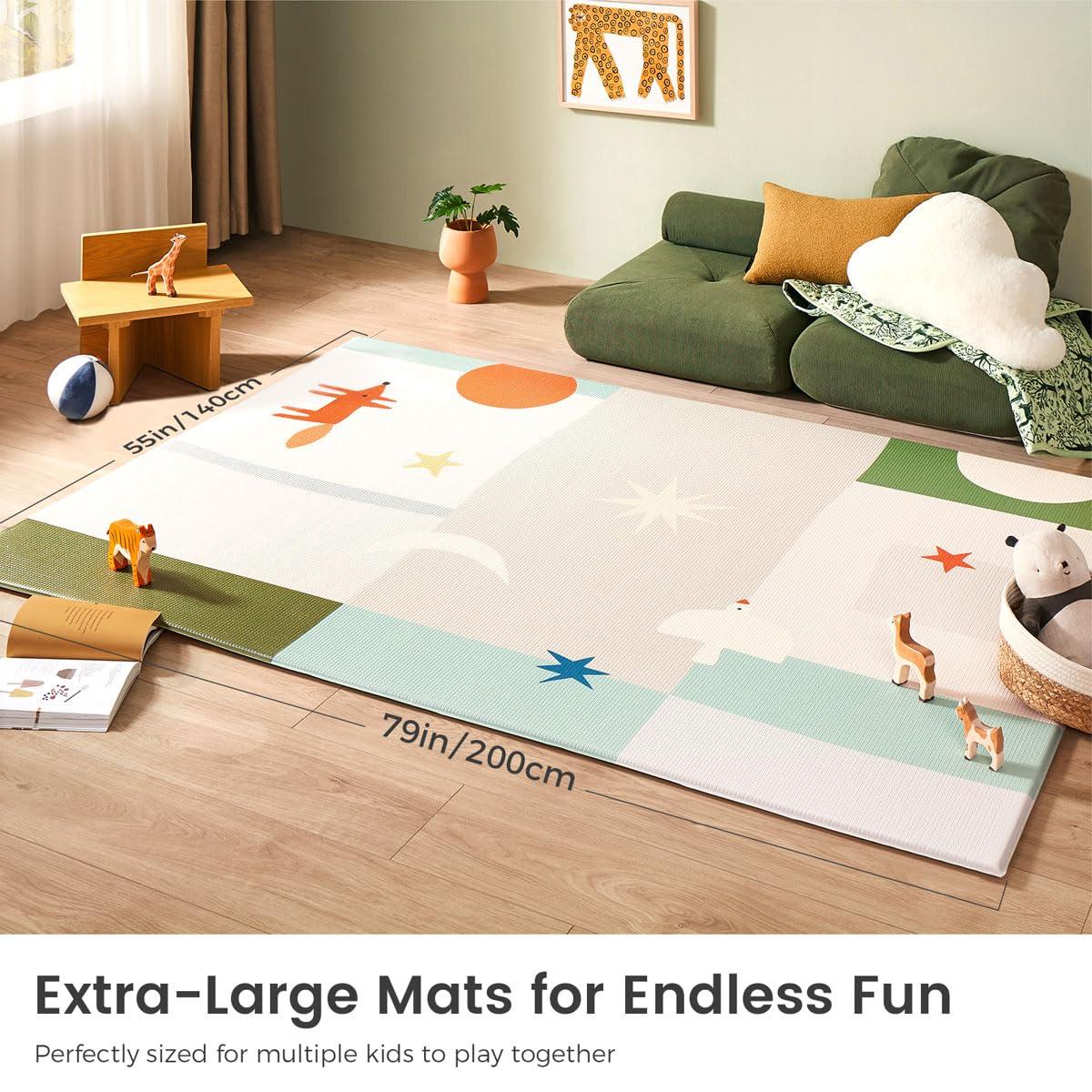 Tiny Land Tiny Land Baby Crawling Mat Reversible Baby Play Mat 78" X 55" Waterproof Non-Slip Larger Playmat Odorless Foam Floor Mat for Infants,Toddlers(Forest Wonders)