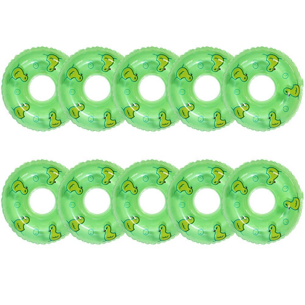 Amosfun Amosfun 10Pcs Duckling Swimming Ring House Decor car Accessories Mini Inflatable Swim Rings Mini Rubber Ducks Small Rubber Ducks Tiny Swim Ring Mini Swim Ring Ornaments Swim Ring Plaything