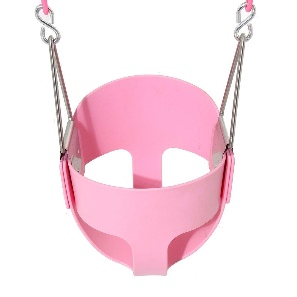 Take Me Away Pink Swing Set - Toddler High Back Full Bucket Swing - Heavy Duty Swing Seat - Swing Set Accessories