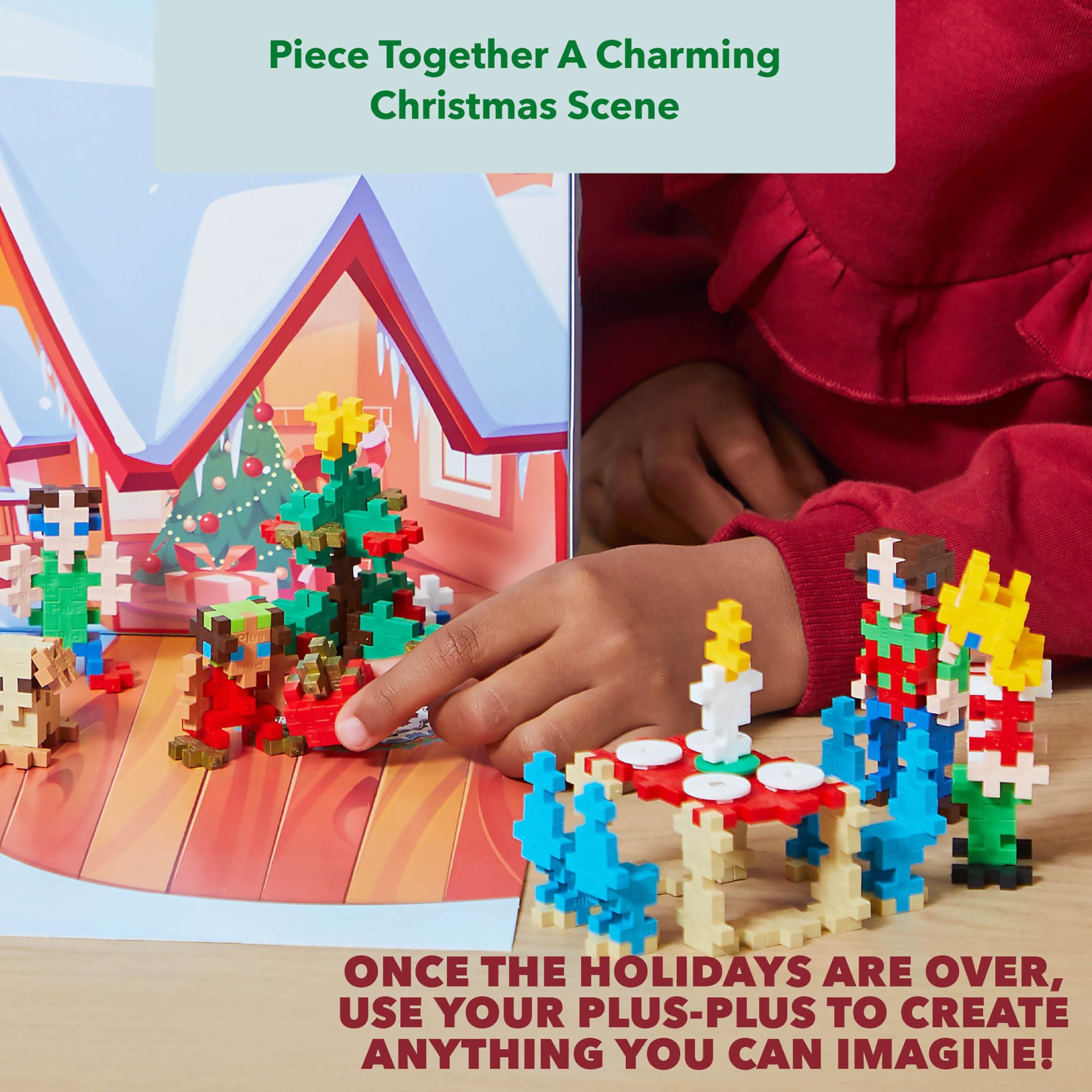 PLUS PLUS Plus Plus Christmas Advent Calendar 2024, 25 Kids Building Block Toys, Mini 3D Puzzle Kits, Fun Holiday Countdown Stem Gifts, 600 Pieces - Santa\'s Visit