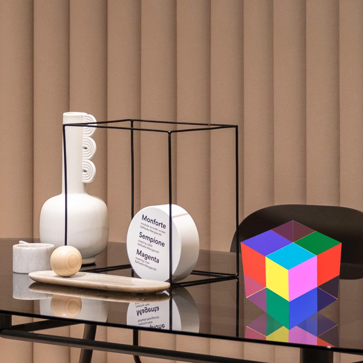 ZhuoChiMall ZhuoChiMall CMY Color Cube, 3.15 inch (80mm) Mixing Color Cube, Colorful Acrylic Prism for Home or Office Desktop Decoration, Science Learning Physic Toys Educational Gifts for Kids